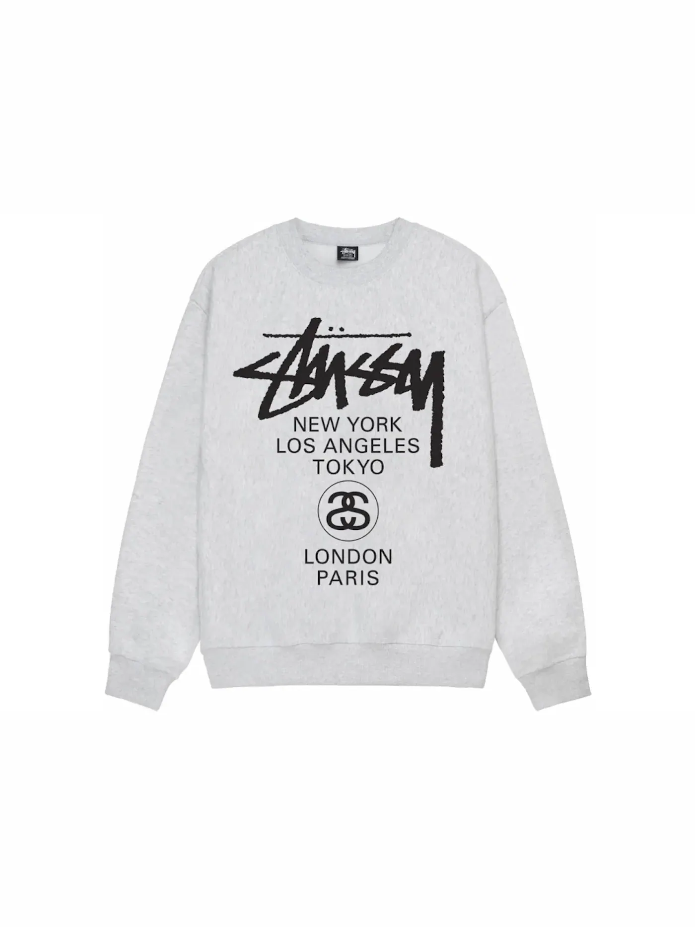 Мужской свитшот с принтом Crewneck Stussy — изображение 1 из 2, пепельный вереск