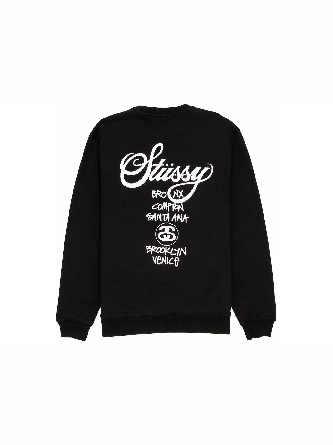 Мужской свитшот с принтом Stussy Crewneck — изображение 2 из 2, черный