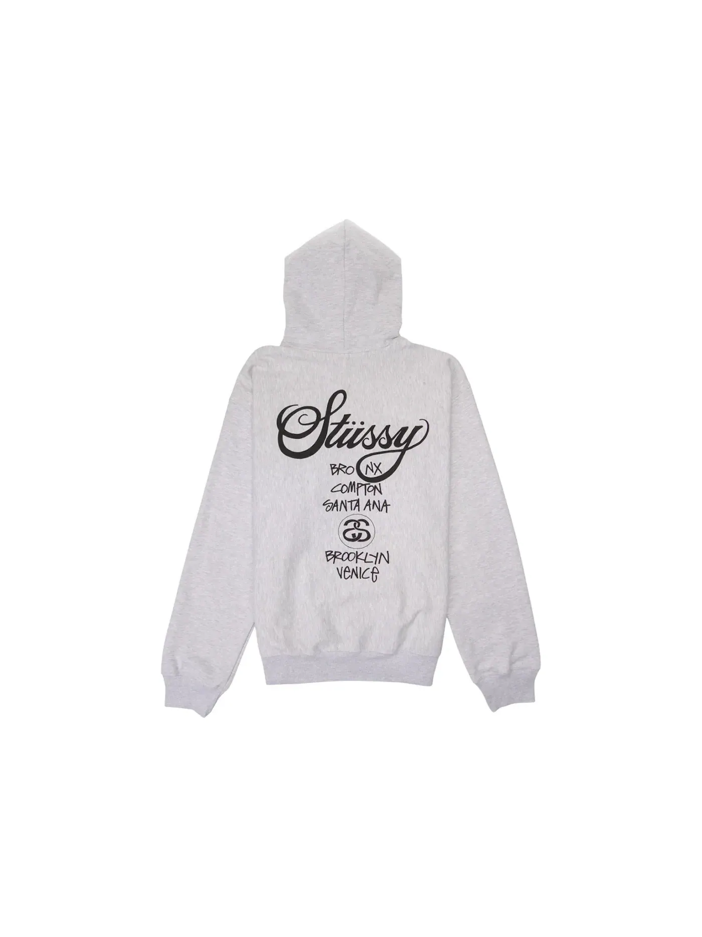 Мужская худи с принтом Stussy World Tour Hoodie Stussy — изображение 2 из 2, пепельный вереск