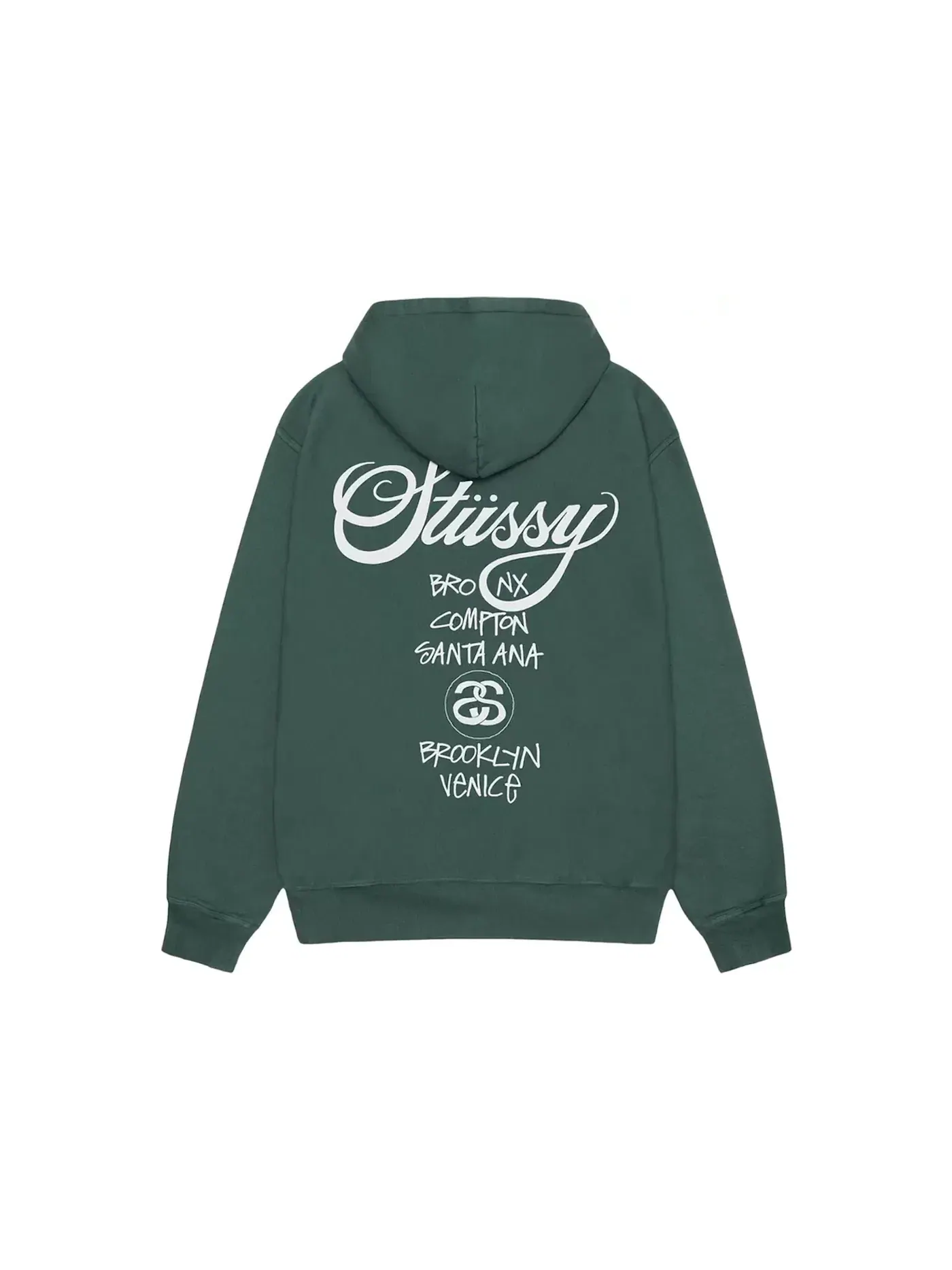 Мужская худи с пигментным крашением Stussy World Tour Pigment Dyed Hoodie Stussy — изображение 2 из 2, лесной