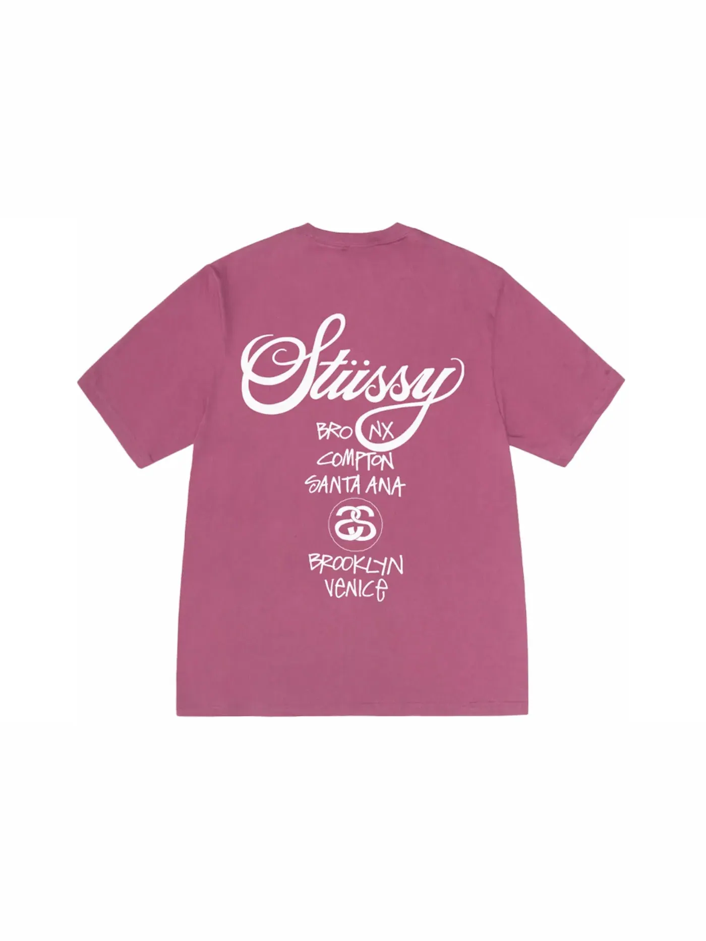 Мужская футболка с принтом Stussy World Tour T-shirt Stussy — изображение 2 из 2, фиолетовый