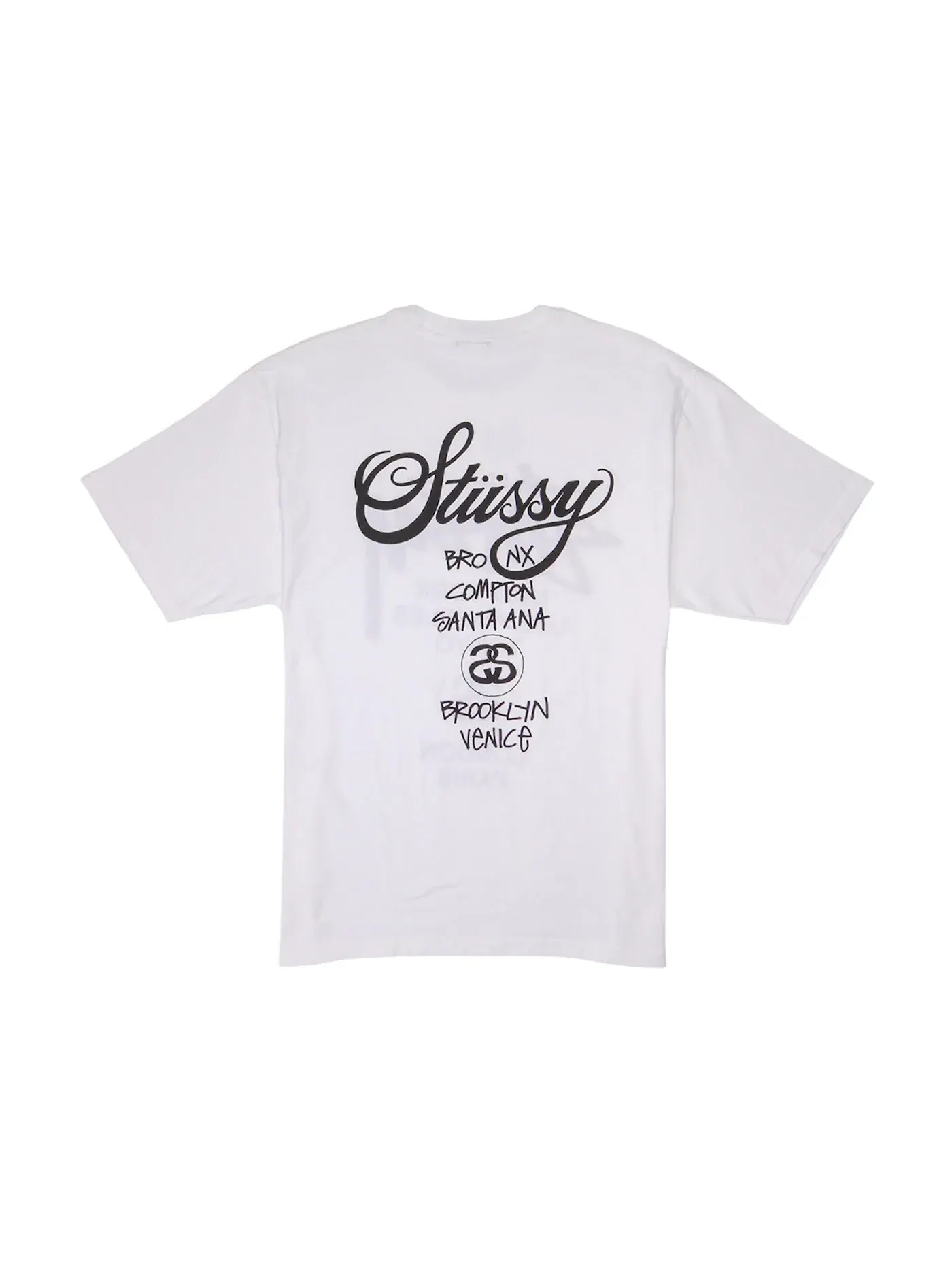 Мужская футболка с принтом World Tour Stussy — изображение 2 из 2, белый