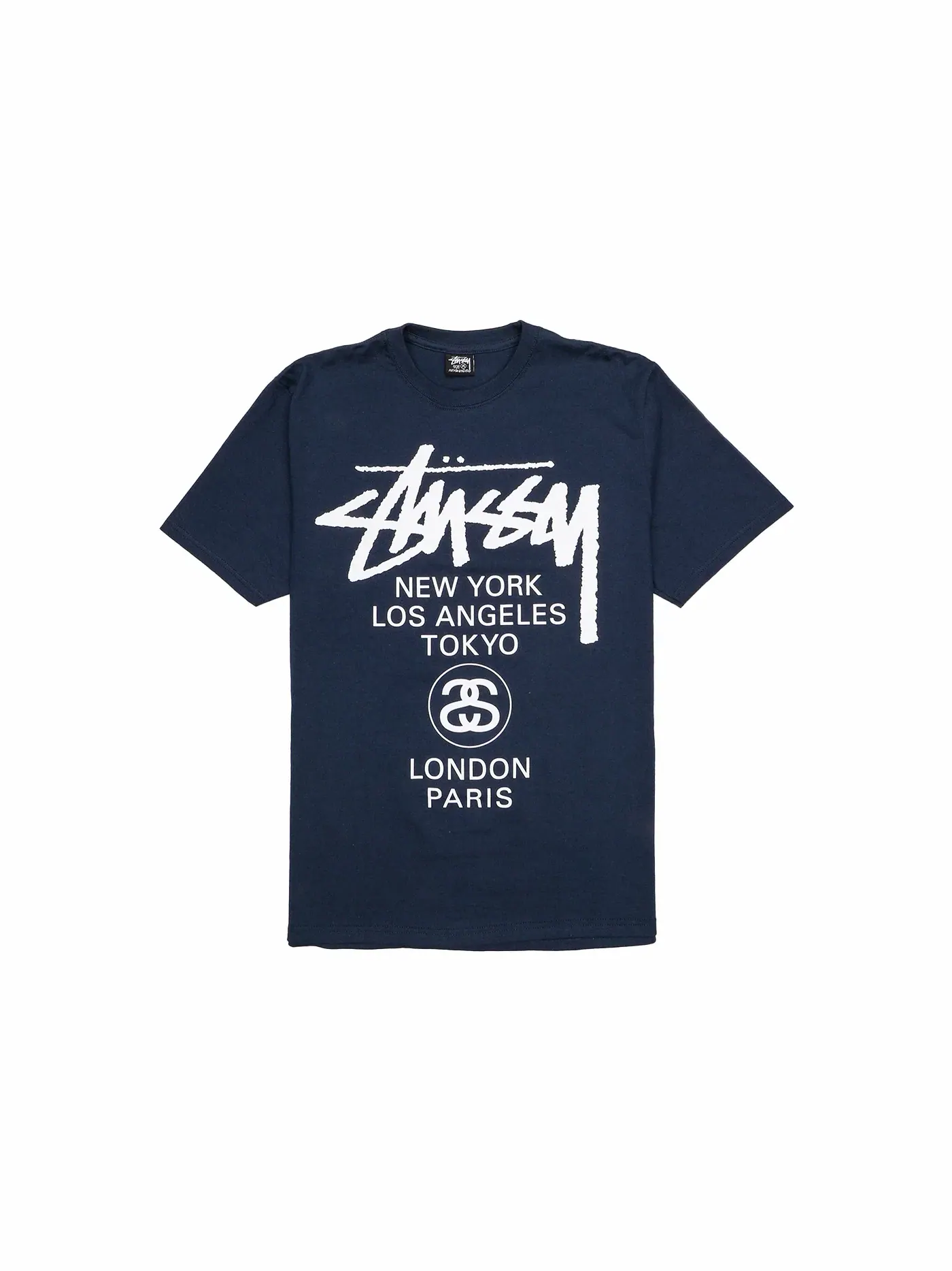 Мужская футболка с принтом Stussy World Tour Stussy — изображение 1 из 2, темно-синий
