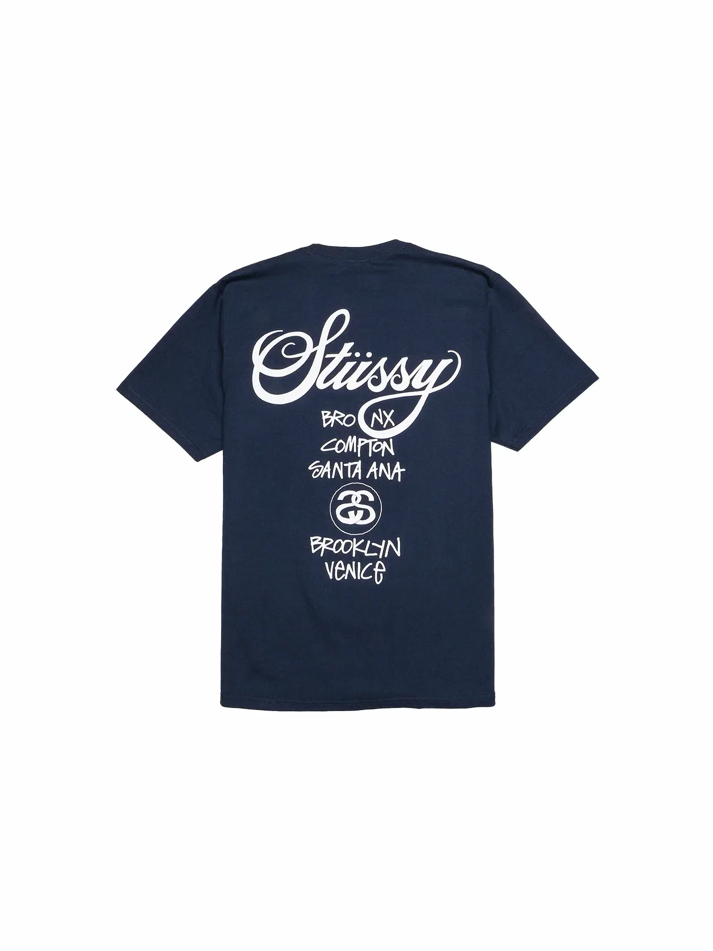 Мужская футболка с принтом Stussy World Tour Stussy — изображение 2 из 2, темно-синий