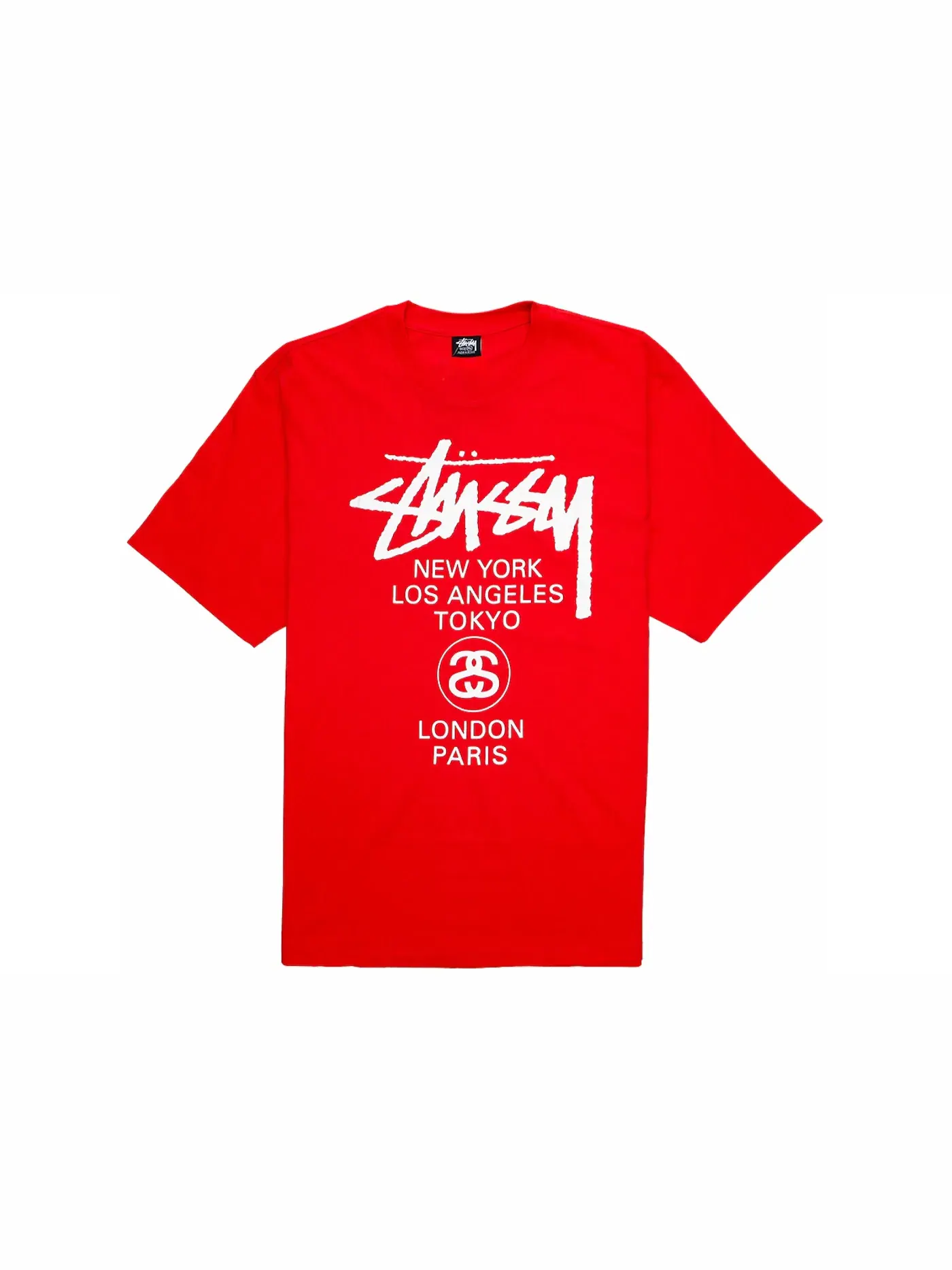 Мужская футболка с принтом World Tour Tee Stussy — изображение 1 из 2, темный красный