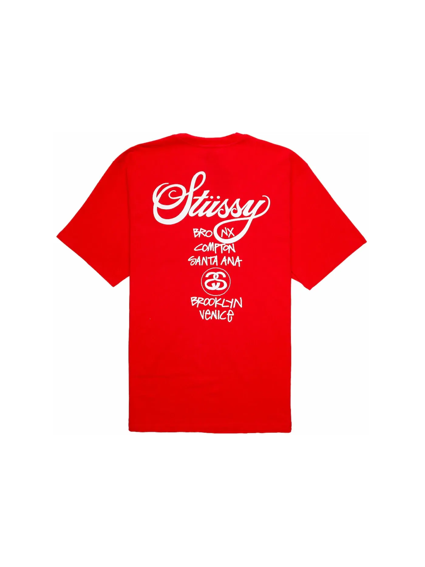 Мужская футболка с принтом World Tour Tee Stussy — изображение 2 из 2, темный красный