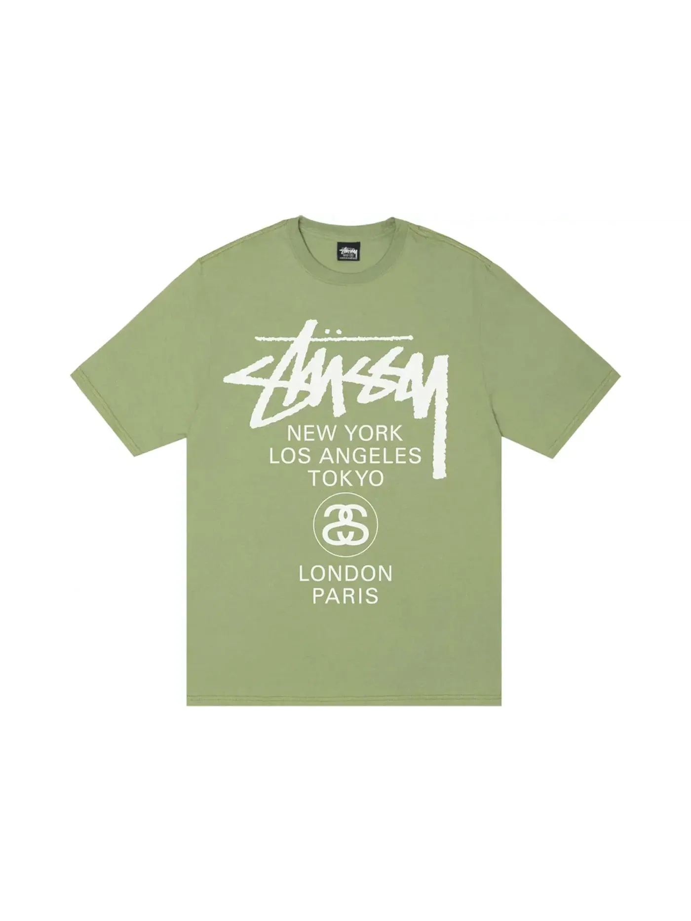 Мужская футболка с принтом Stussy World Tour Tee — изображение 1 из 2, мох