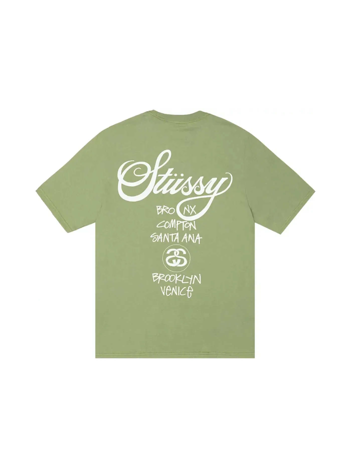 Мужская футболка с принтом Stussy World Tour Tee — изображение 2 из 2, мох