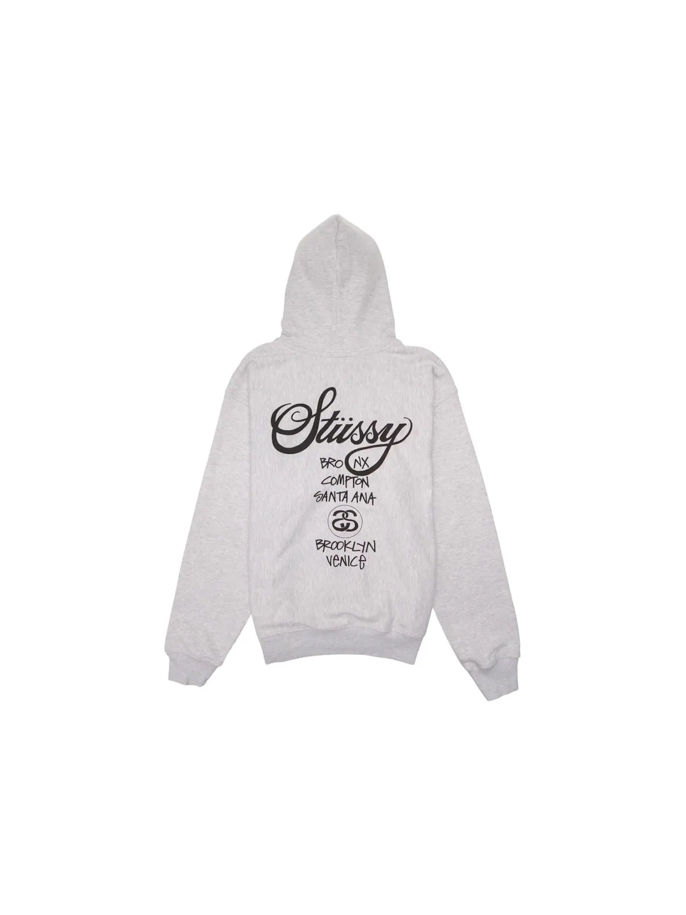 Мужская худи на молнии с принтом World Tour Stussy — изображение 2 из 2, пепельный вереск