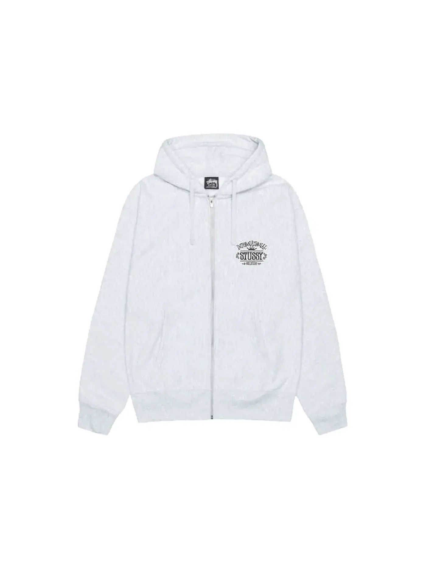 Мужская худи с длинным рукавом Worldwide Zip Hoodie Stussy — изображение 1 из 2, пепельный вереск