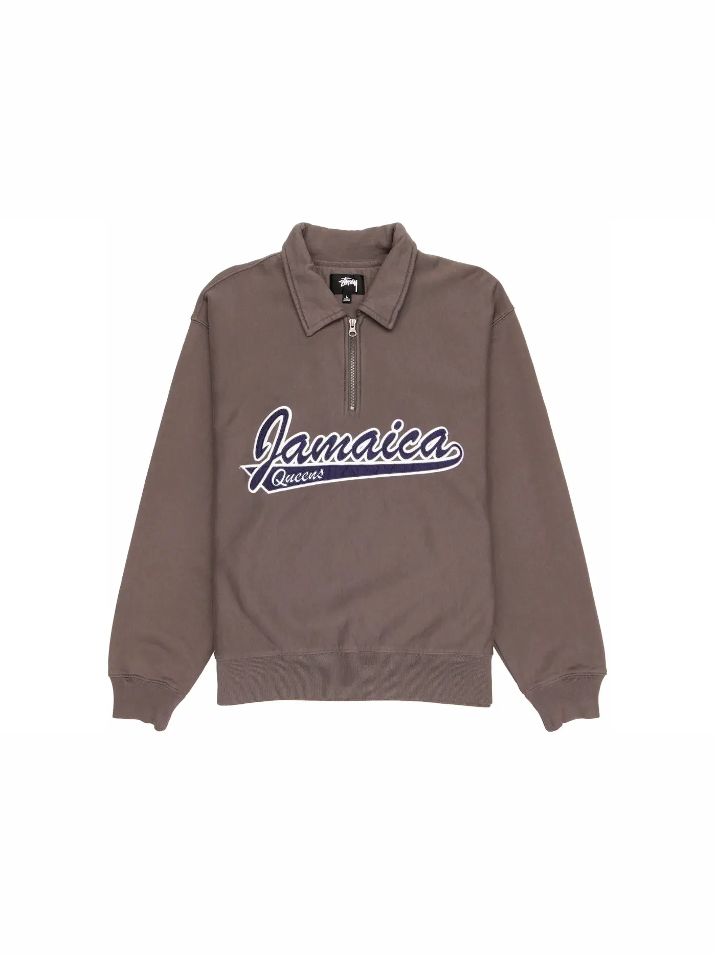 Мужской флисовый пуловер на молнии с принтом Fleece Stussy — изображение 1 из 2, темно-серый