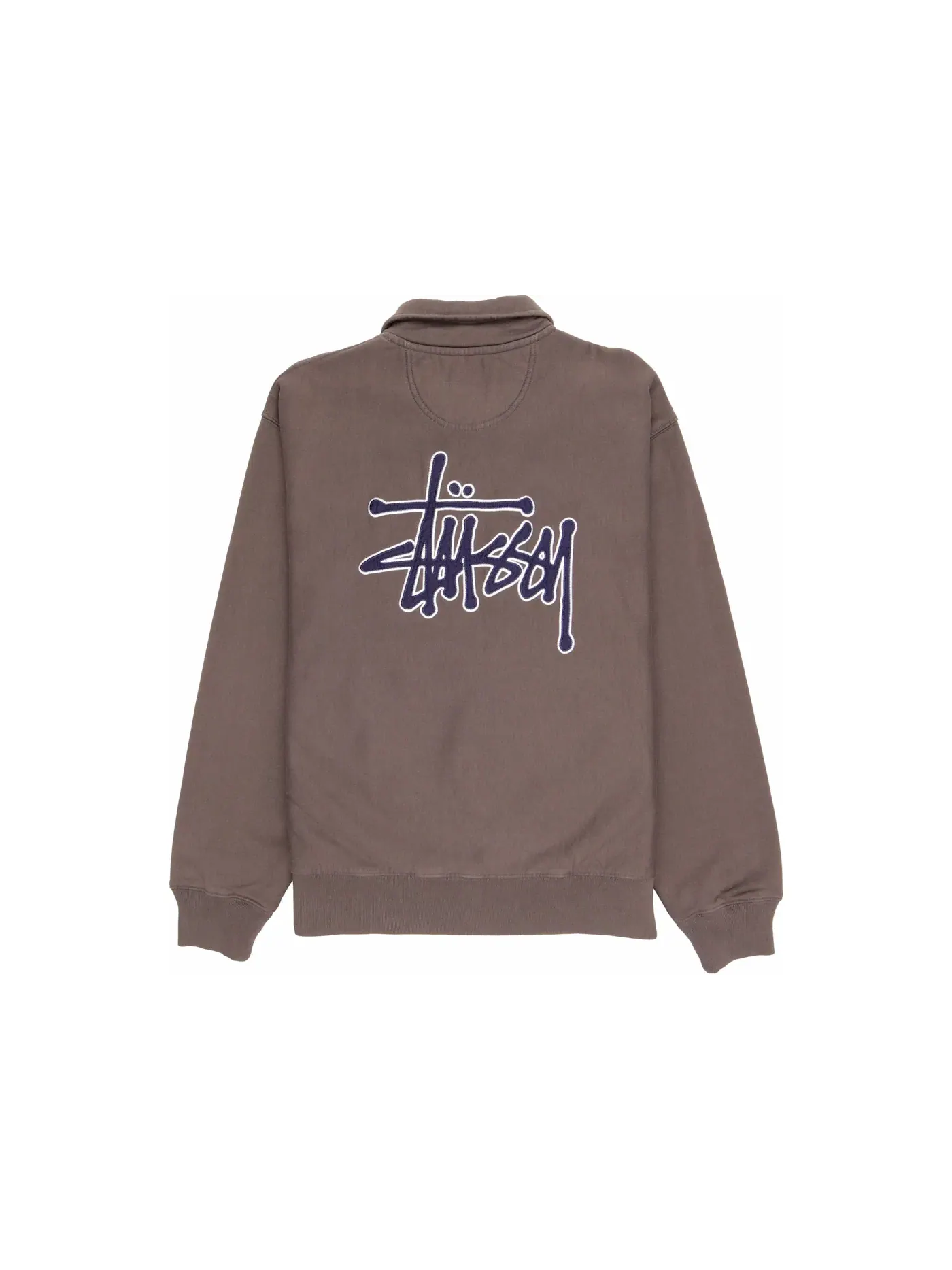 Мужской флисовый пуловер на молнии с принтом Fleece Stussy — изображение 2 из 2, темно-серый