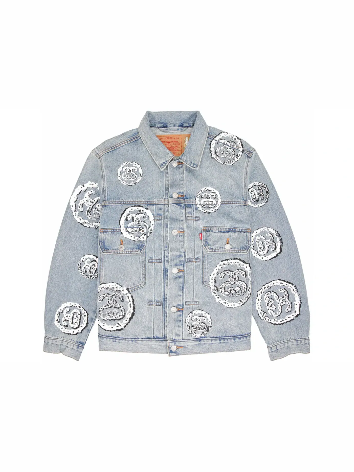 Мужская куртка-джинсовка с принтом Type 2 Jacket Stussy — изображение 1 из 2, синий