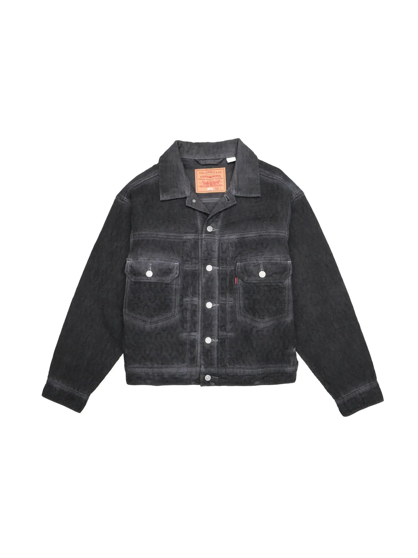 Мужская куртка из жаккарда с принтом Stussy x Levis — изображение 1 из 2, черный
