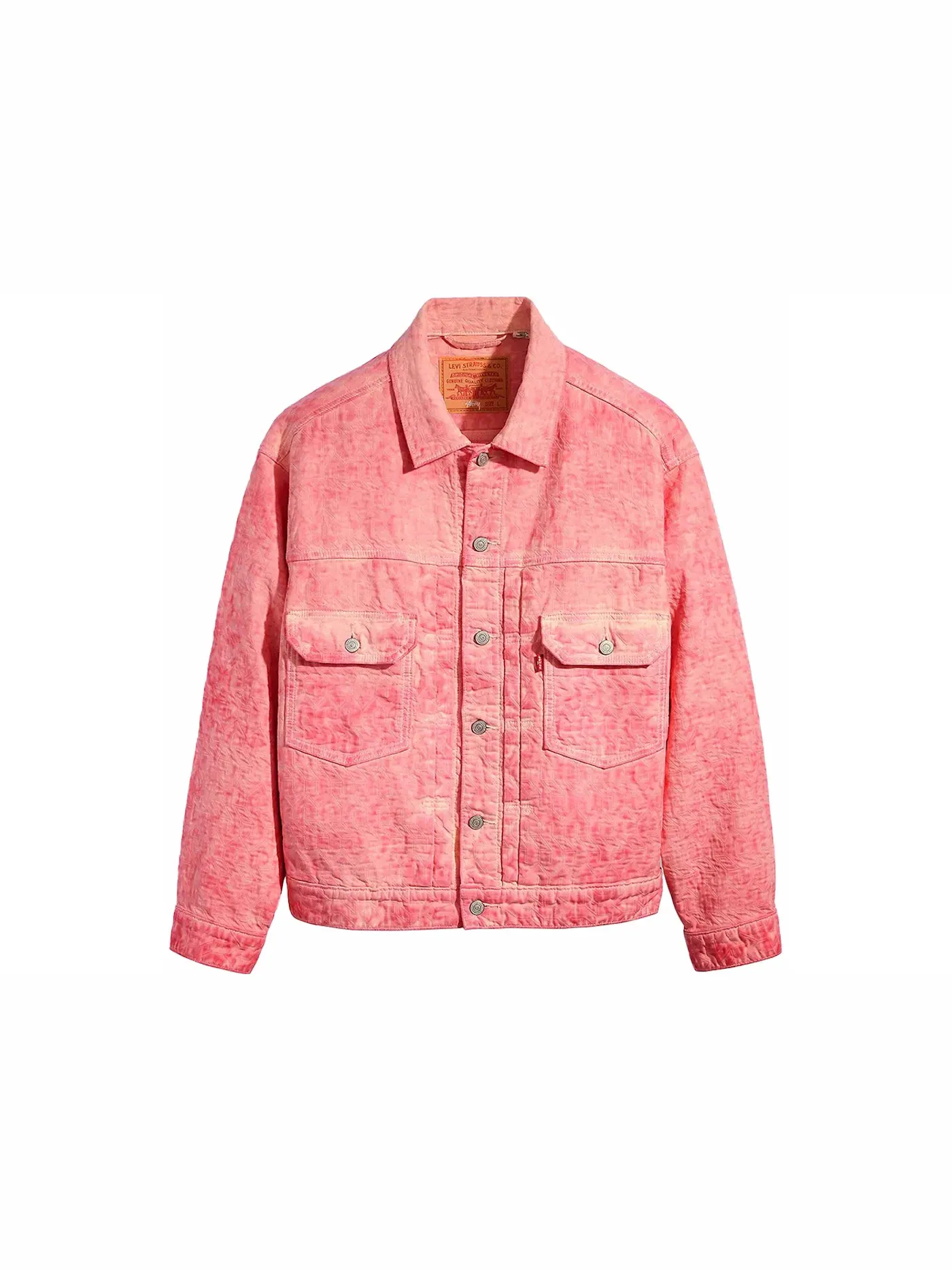 Мужская куртка с жаккардовым узором Stussy x Levis — изображение 1 из 2, розовый