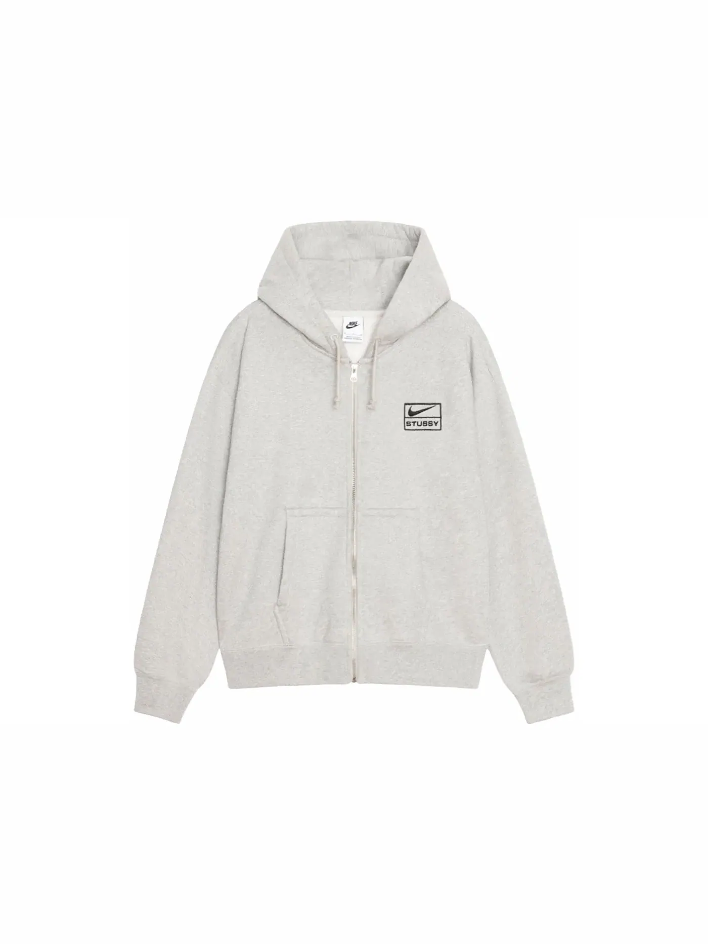 Мужская худи на молнии с принтом Stussy x Nike Hoodie (SS24) — изображение 1 из 1, серый