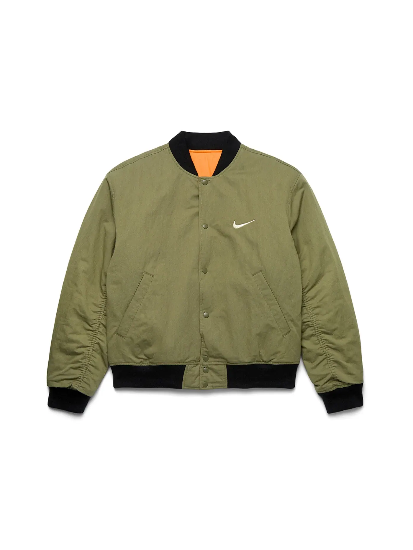 Мужская куртка-бомбер двусторонняя Stussy x Nike Reversible Varsity Jacket Stussy — изображение 1 из 4, оливковый/яркий
