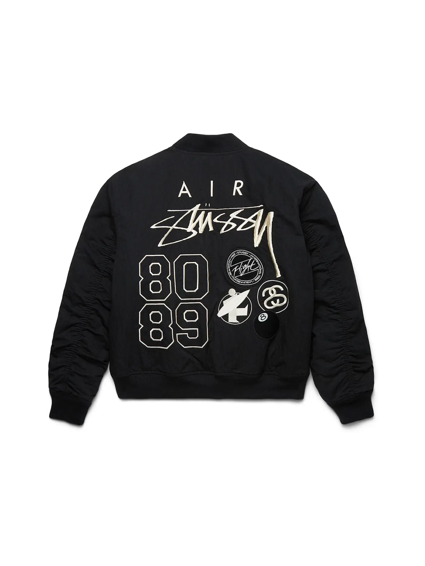 Мужская куртка-бомбер на молнии Stussy x Nike Reversible Varsity Jacket — изображение 2 из 4, черный