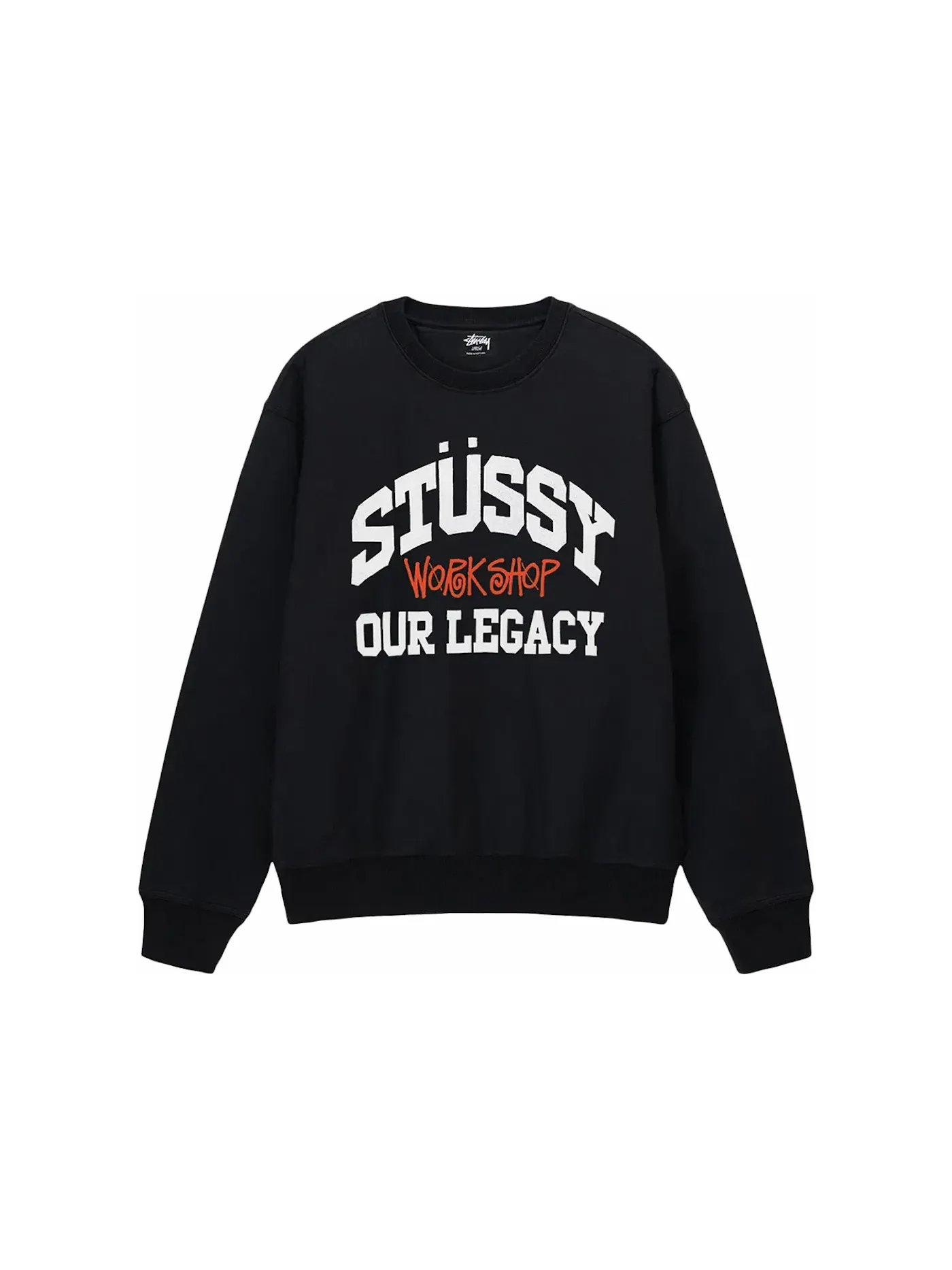 Мужской свитшот пигментного крашения Stussy x Our Legacy Ol Collegiate Crewneck — изображение 1 из 2, черный