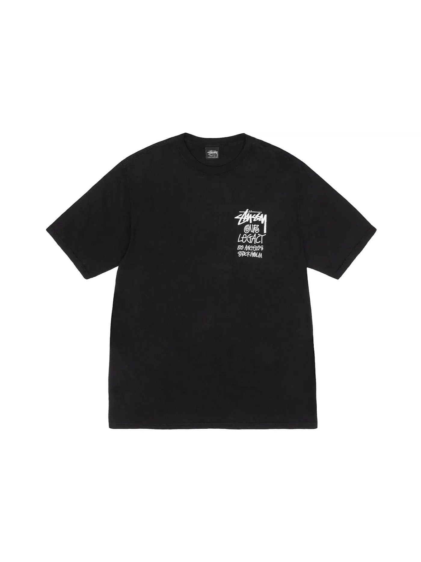 Мужская футболка с принтом Stussy x Our Legacy Work Shop 8 Ball Yin Yang Pigment Dyed Tee — изображение 2 из 2, черный
