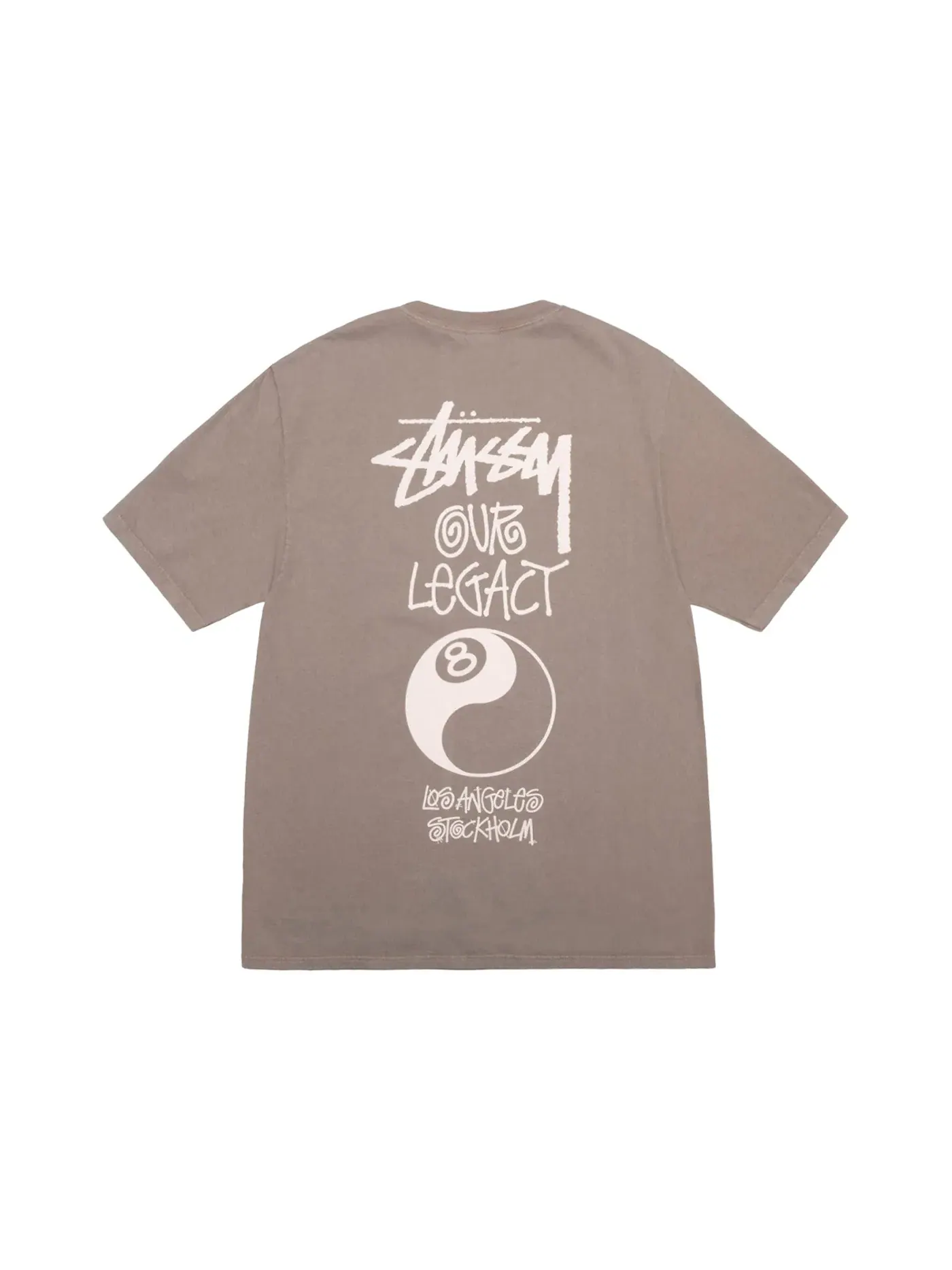 Мужская футболка с принтом Stussy x Our Legacy Work Shop 8 Ball Yin Yang Pigment Dyed Tee — изображение 1 из 2, тауп