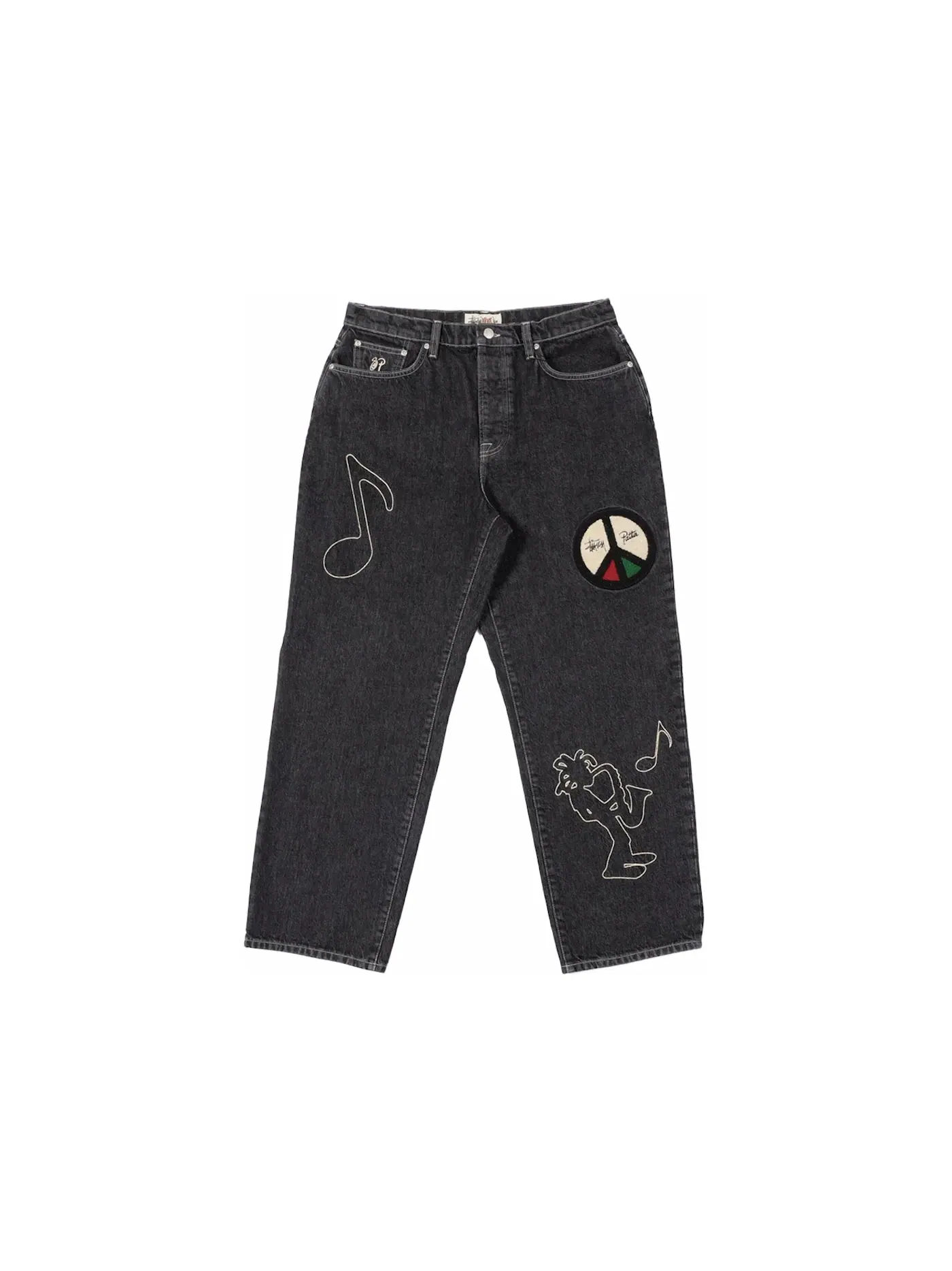 Мужские джинсы прямого кроя Stussy x Patta Big Ol' Jean — изображение 1 из 2, черный