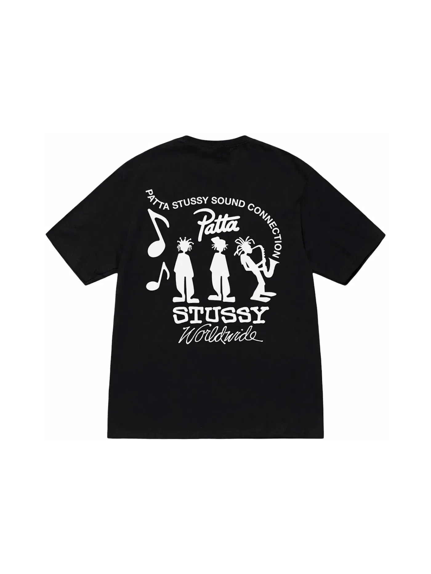 Мужская футболка с принтом Stussy x Patta Sound Connection Tee — изображение 1 из 2, черный