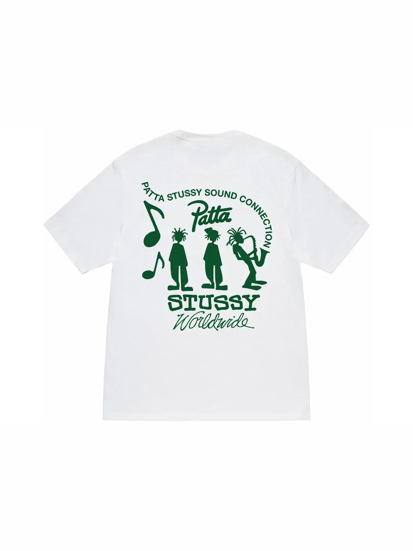Мужская футболка с принтом Stussy X Patta Sound Connection Tee White — изображение 1 из 2