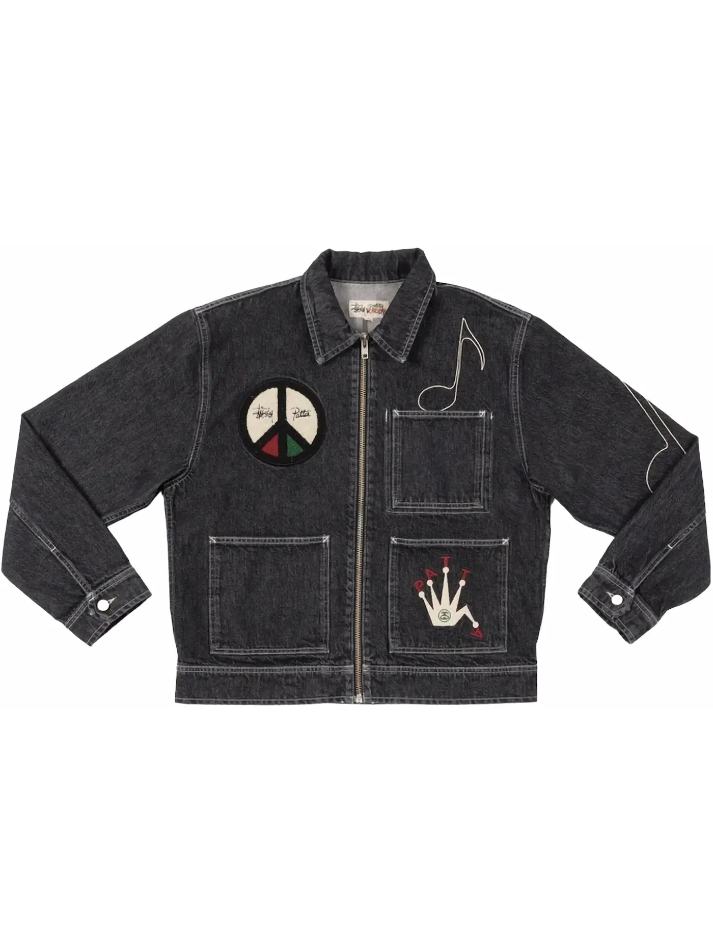 Мужская куртка-бомбер с молнией Patta Zip Work Jacket Stussy — изображение 1 из 2, черный