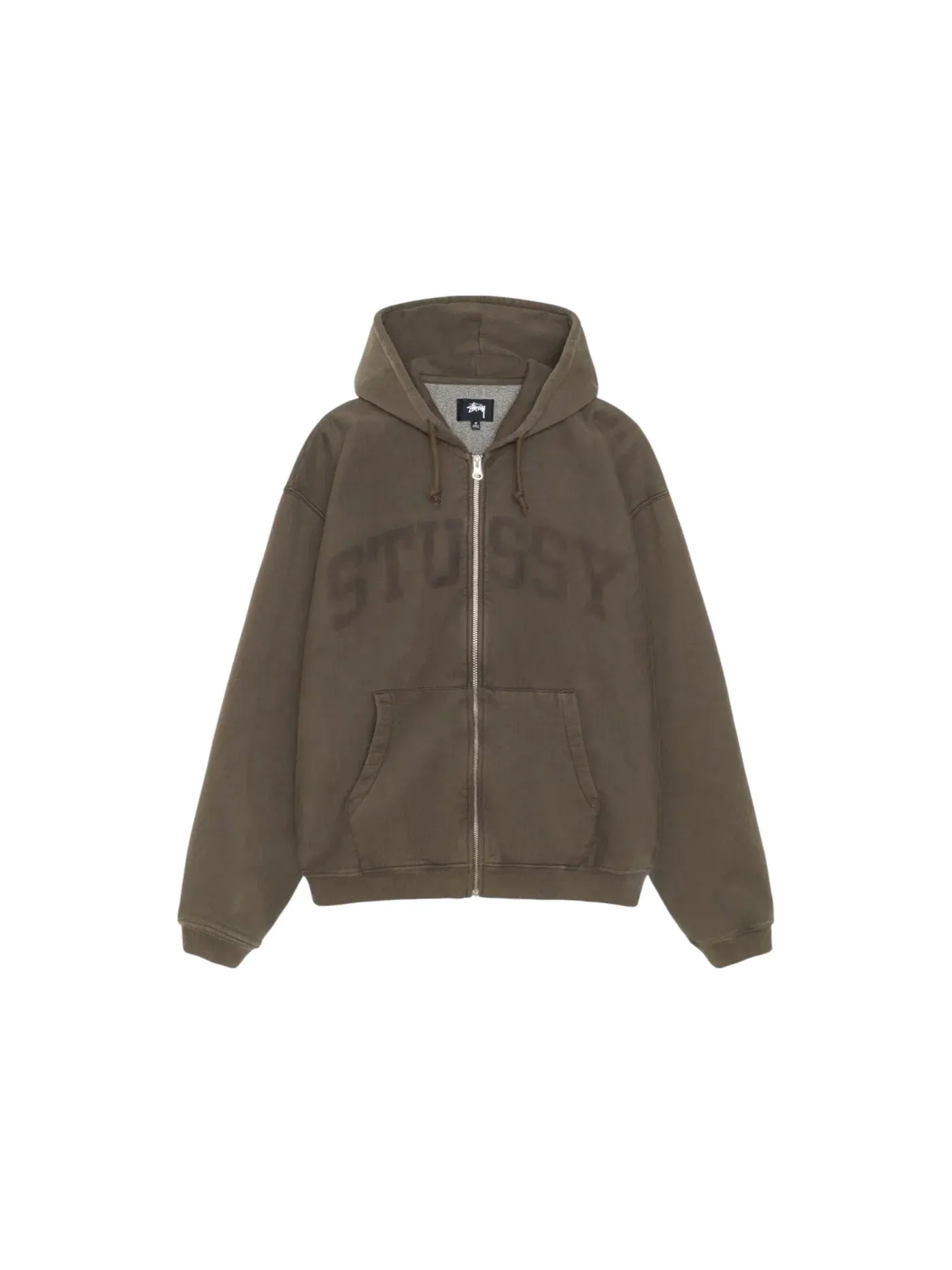 Мужская худи с принтом Stussy Hoodie — изображение 1 из 2, оливковый