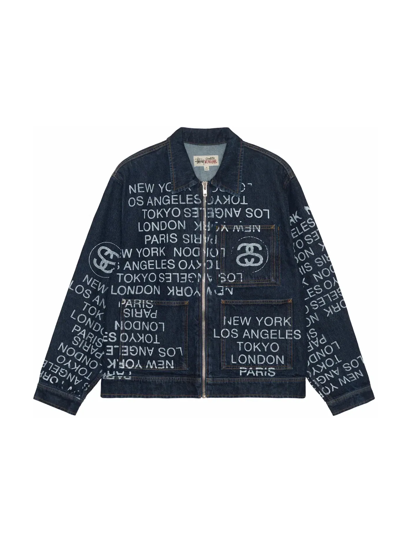 Мужская джинсовая куртка с молнией Stussy City Link Jacket, One Wash — изображение 1 из 2