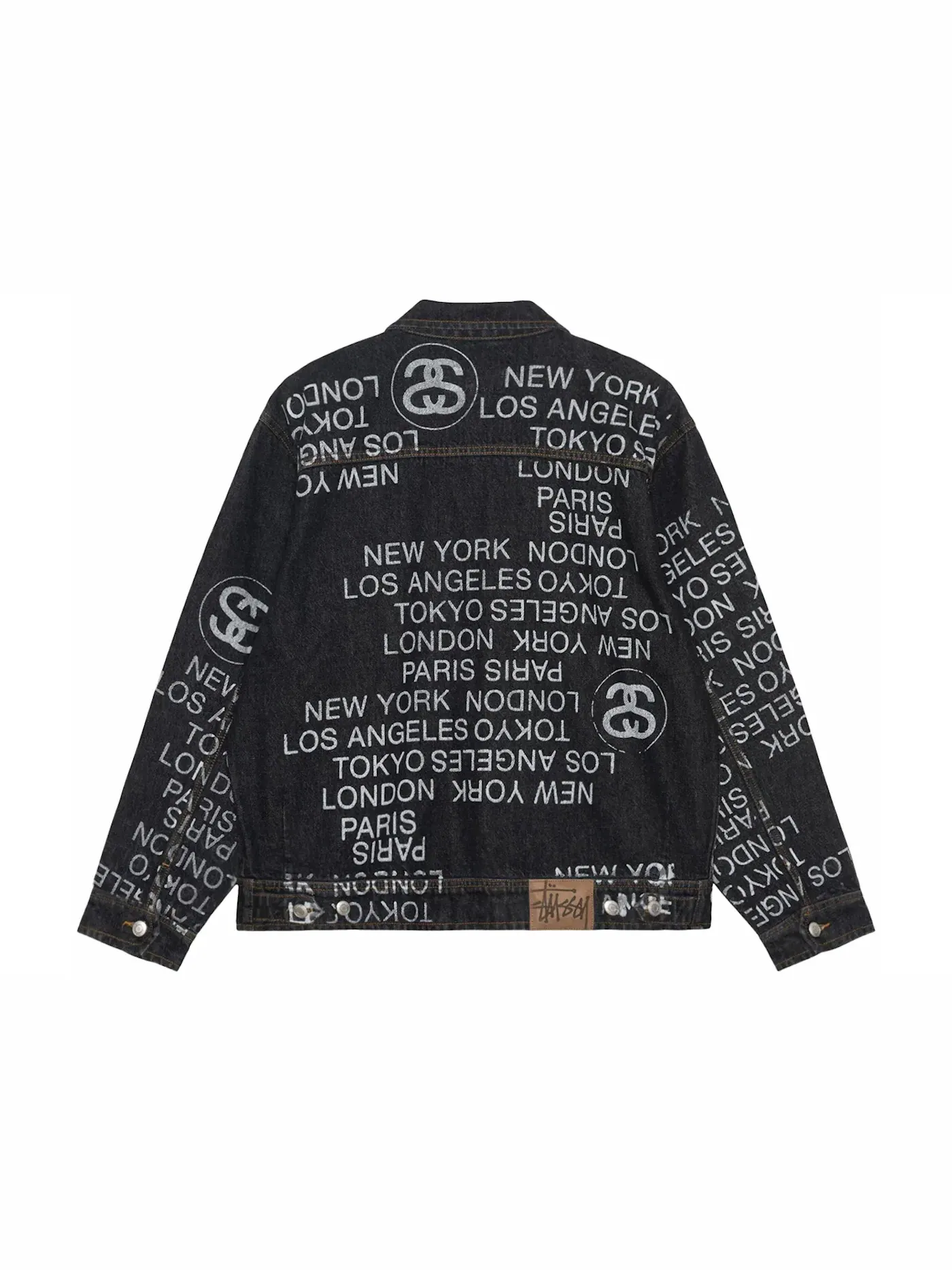 Мужская джинсовая куртка с принтом City Link Stussy — изображение 2 из 2, черный