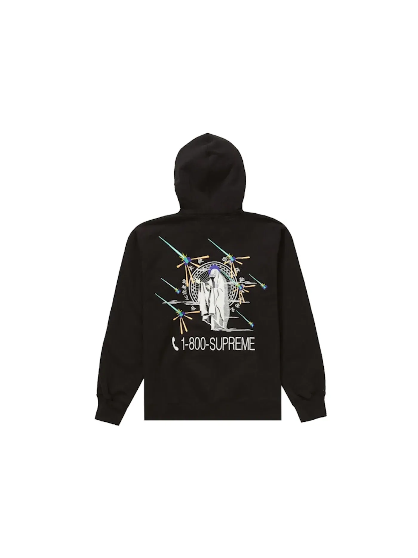 Мужская худи с капюшоном с принтом Hooded Sweatshirt Supreme — изображение 2 из 2, черный