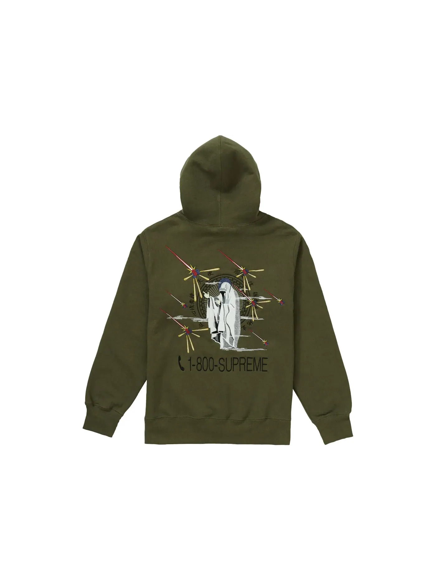 Мужская худи с капюшоном Supreme Hooded Sweatshirt — изображение 2 из 2, темный оливковый