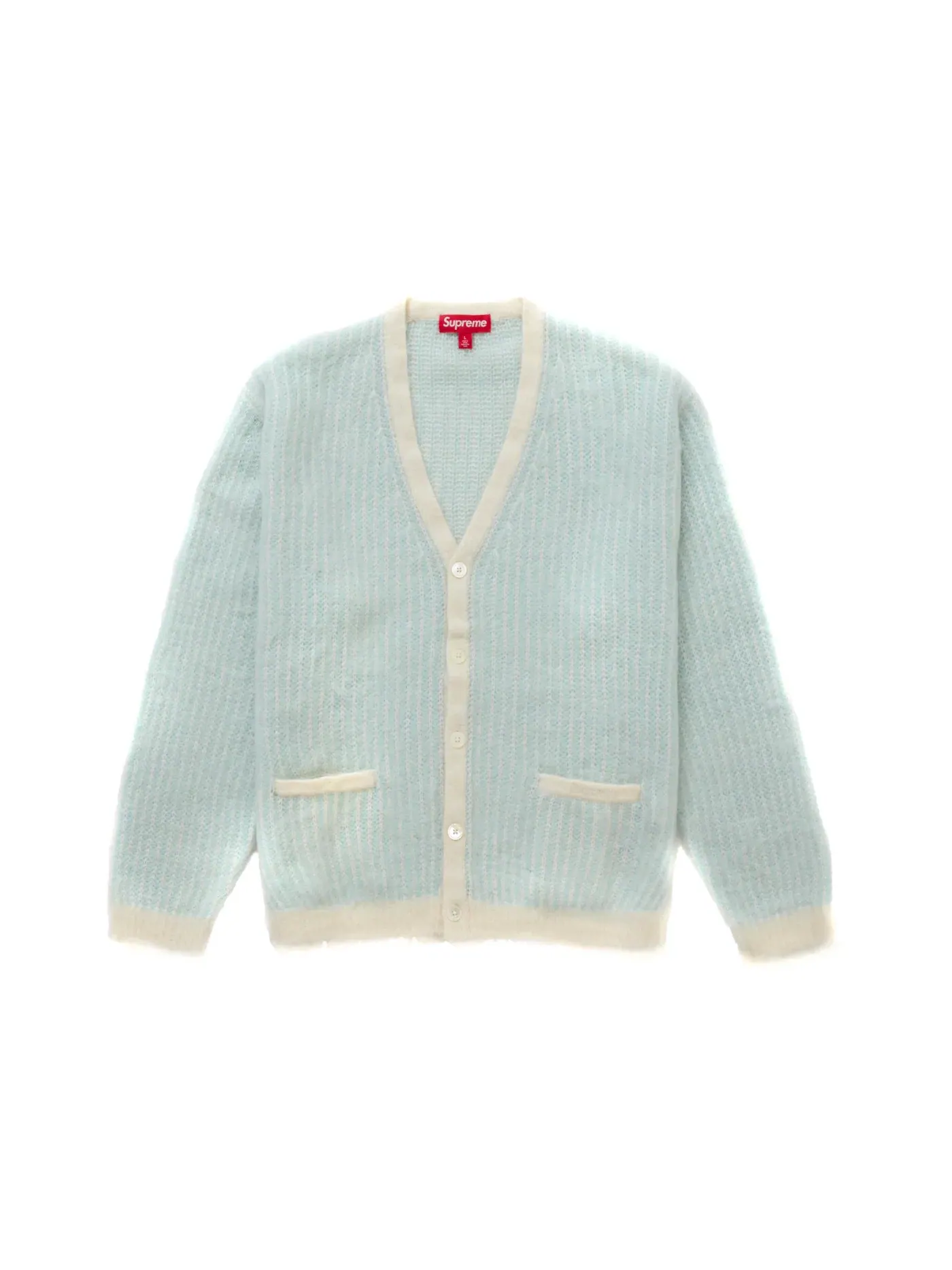 Мужской кардиган из мохера Supreme 2-Tone Mohair Cardigan — изображение 1 из 1, белый