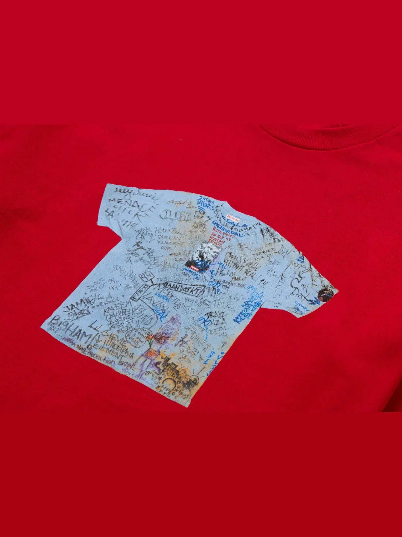 Мужская футболка с принтом Supreme 30th Anniversary First Tee Tee — изображение 3 из 3, красный