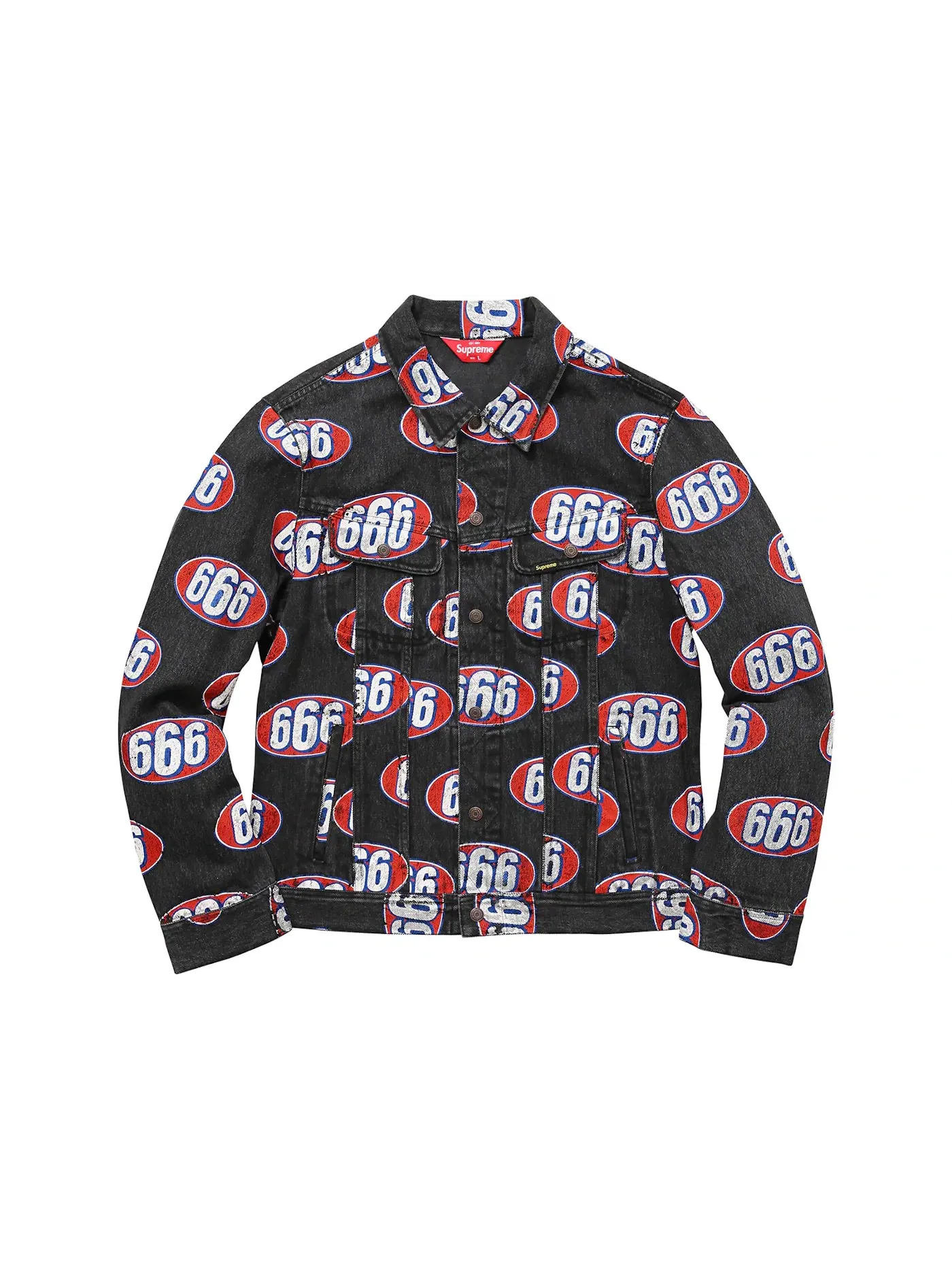 Мужская джинсовая куртка Supreme 666 Denim Trucker Jacket — изображение 1 из 1, черный