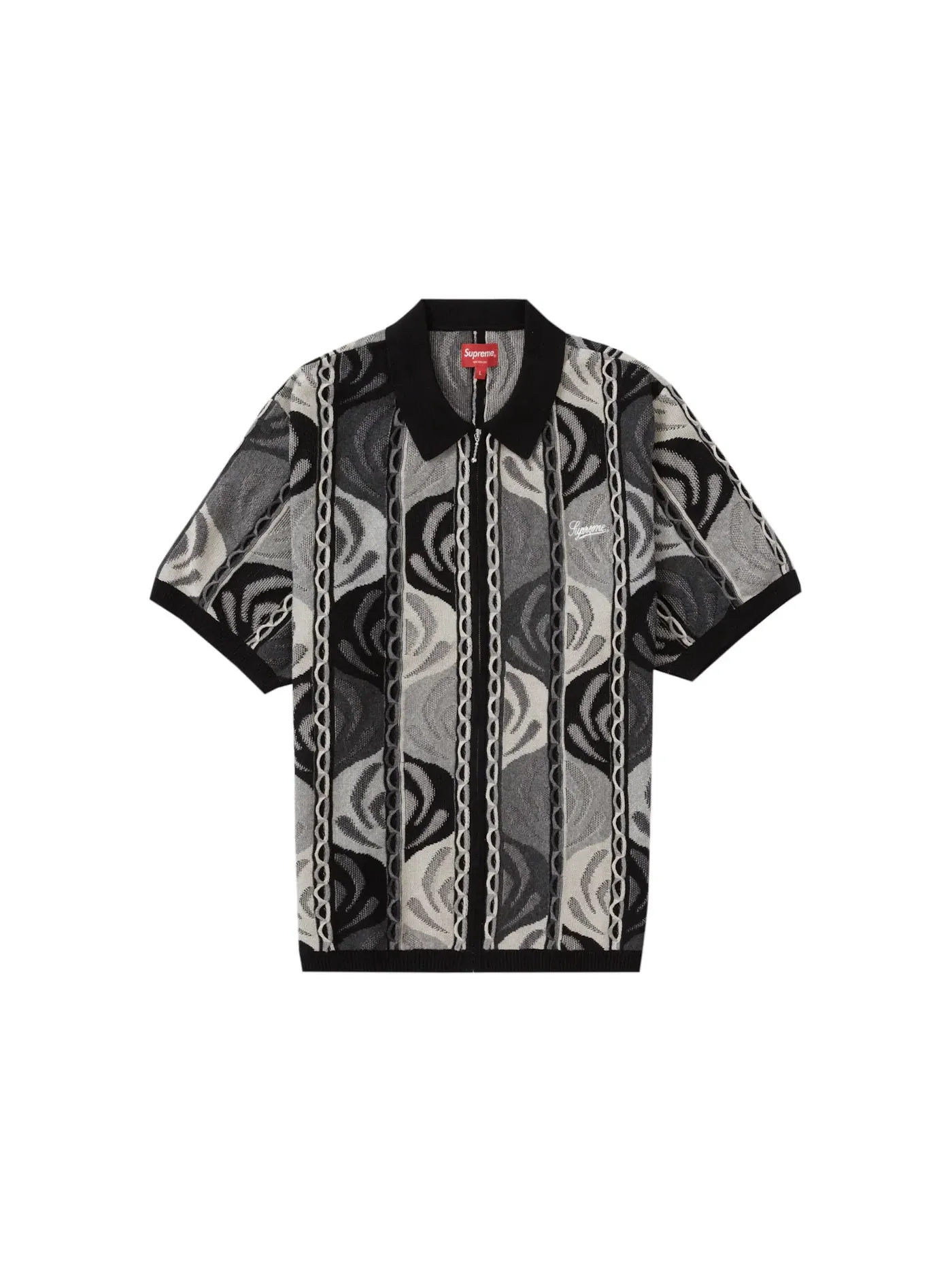 Мужская рубашка-поло текстурированная с застежкой-молнией Supreme Polo — изображение 1 из 2, черный