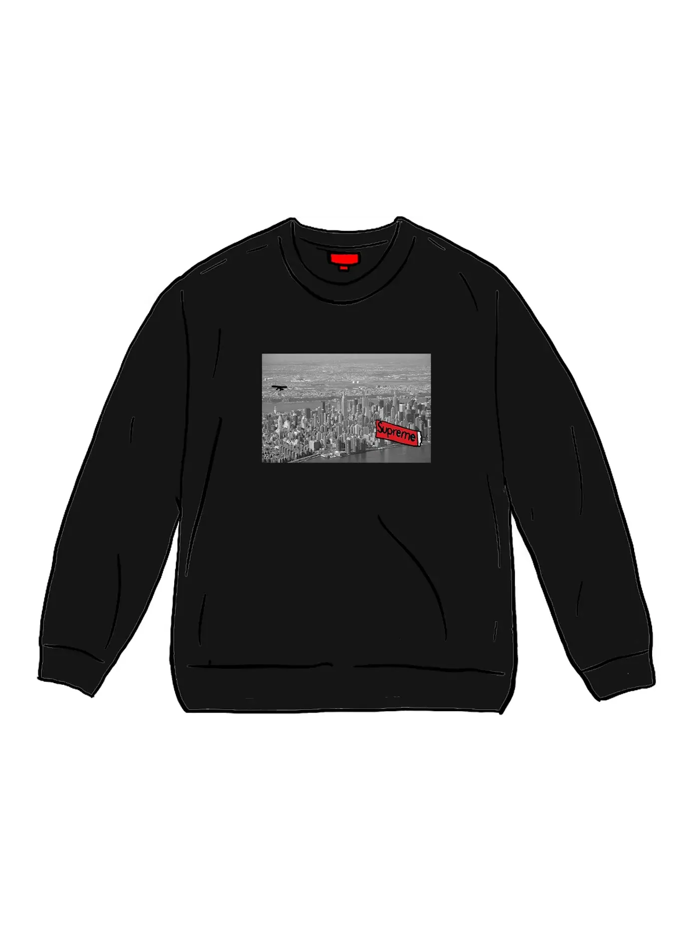 Мужской свитшот с принтом Supreme Crewneck — изображение 1 из 1, черный