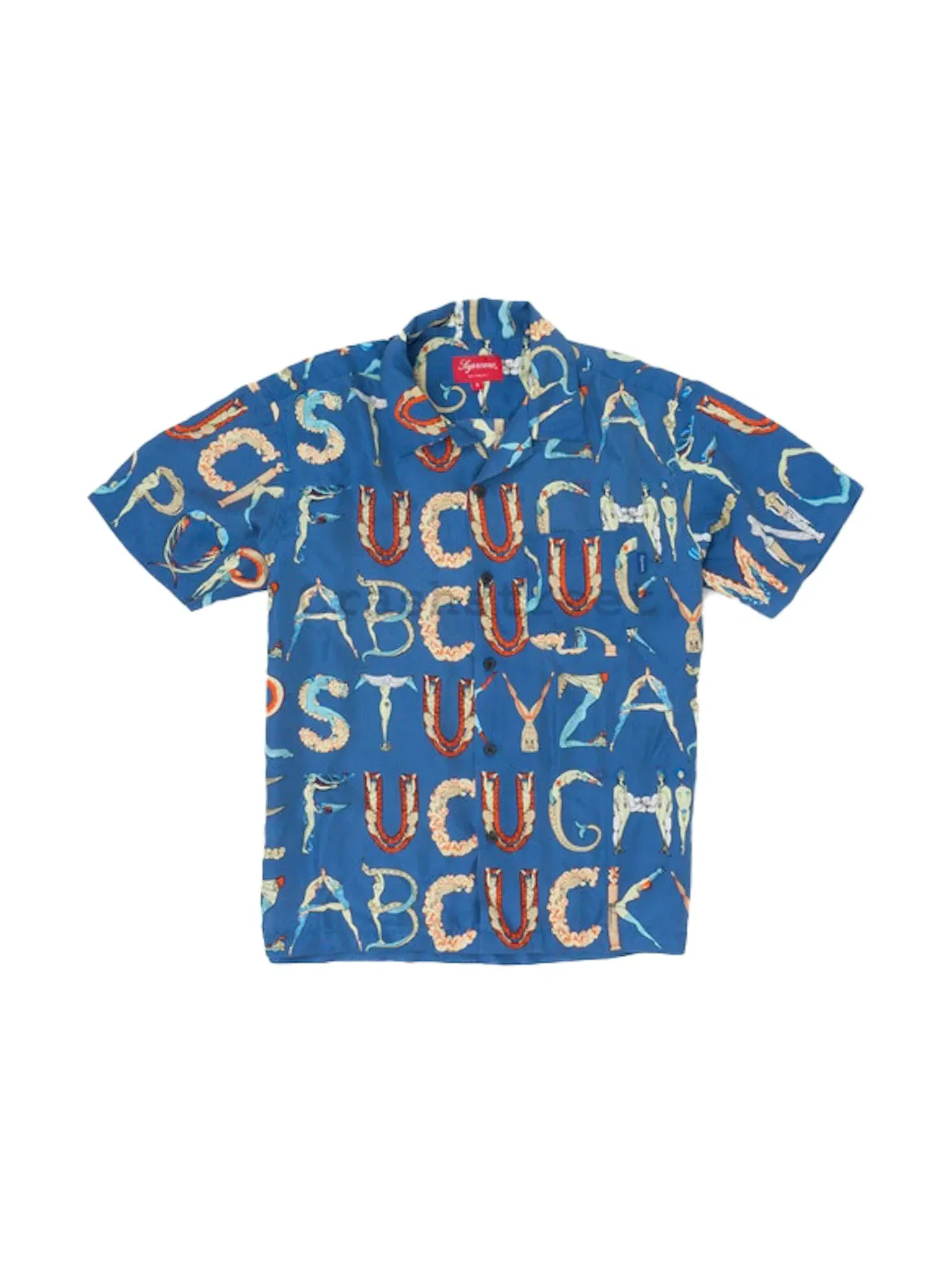 Мужская рубашка с принтом Supreme Alphabet Silk Shirt