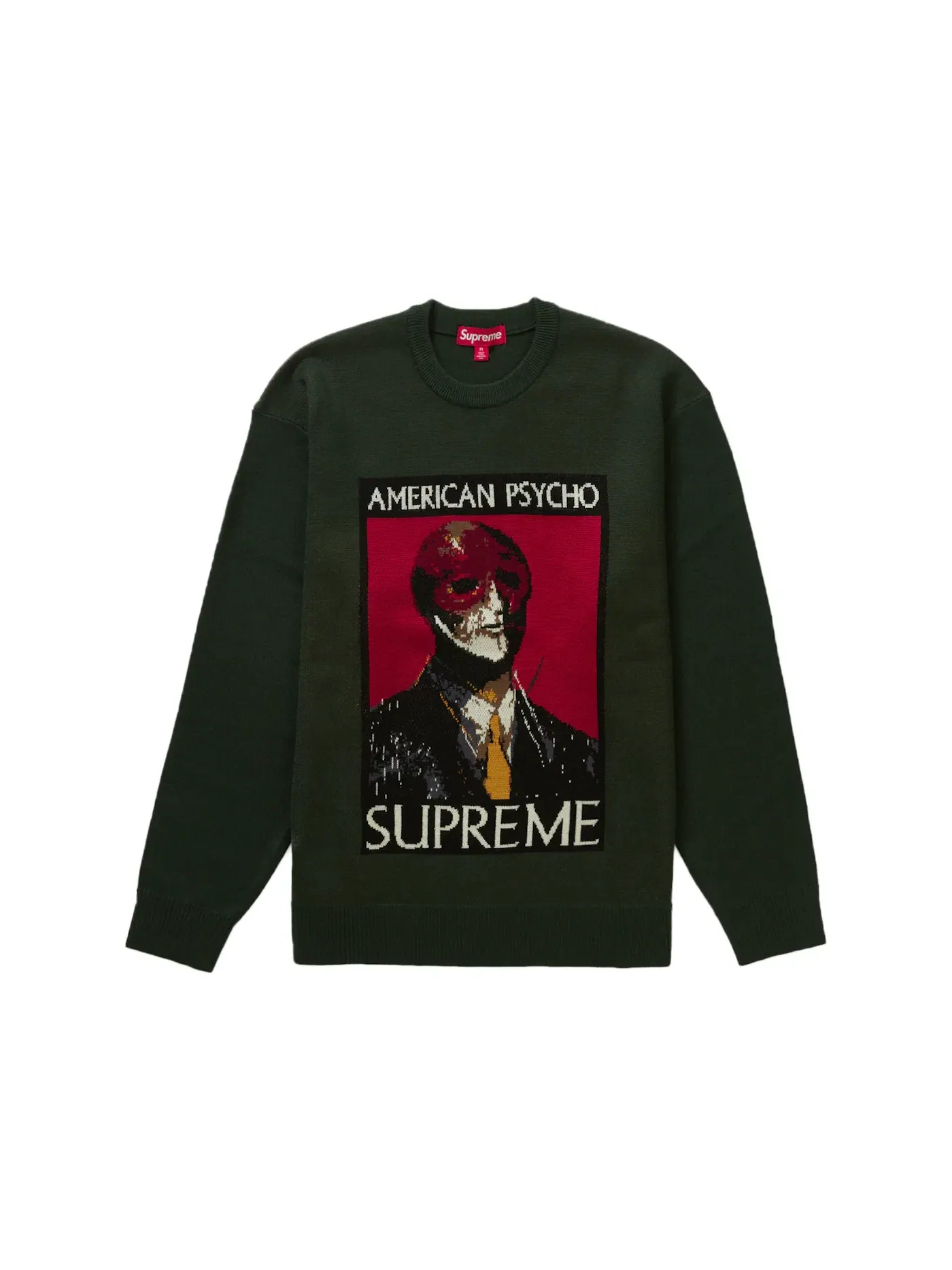 Мужской свитер с принтом American Psycho Supreme — изображение 1 из 1, зеленый