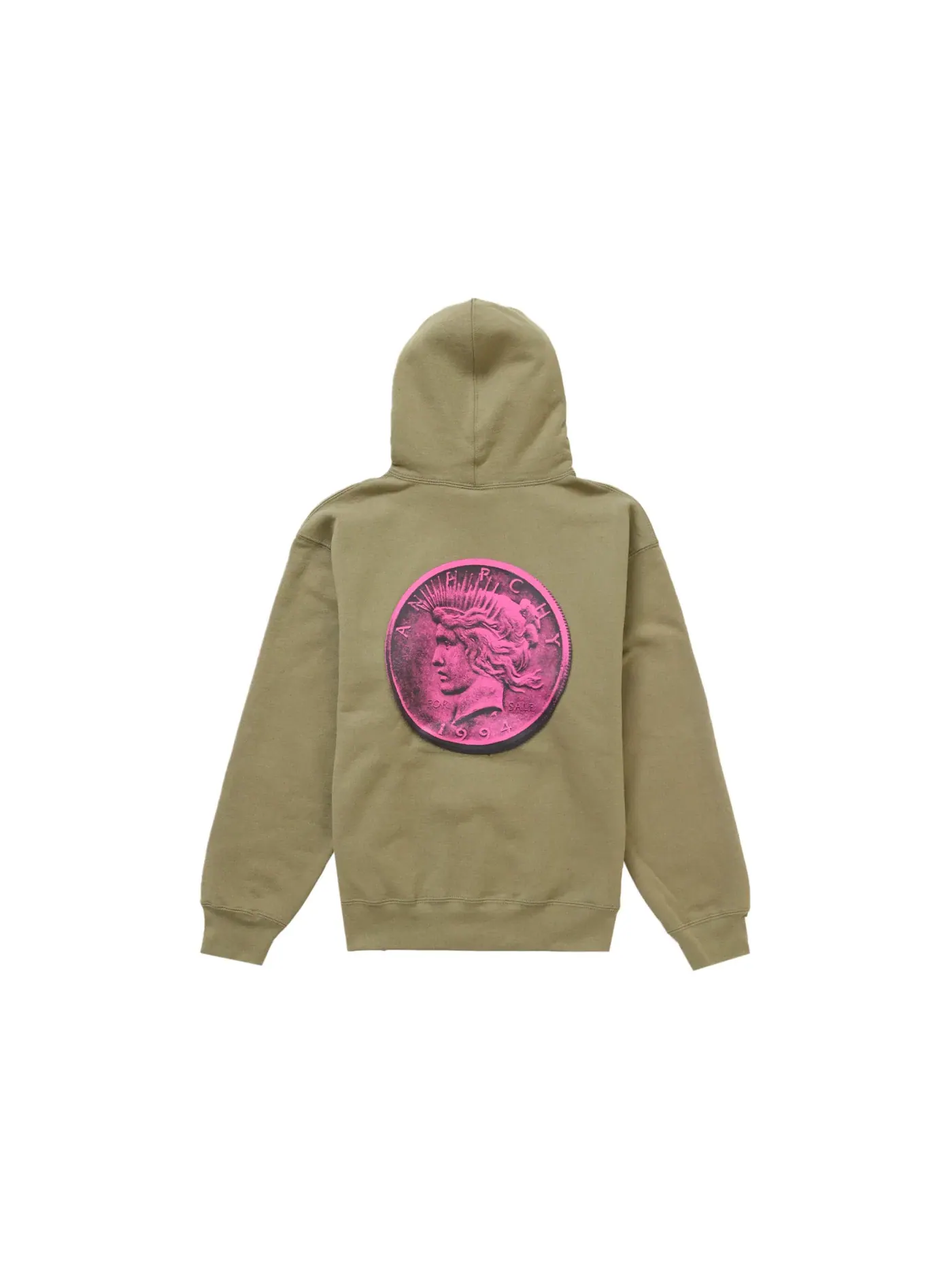 Мужской худи с принтом Supreme Sweatshirt — изображение 2 из 2, светлый оливковый