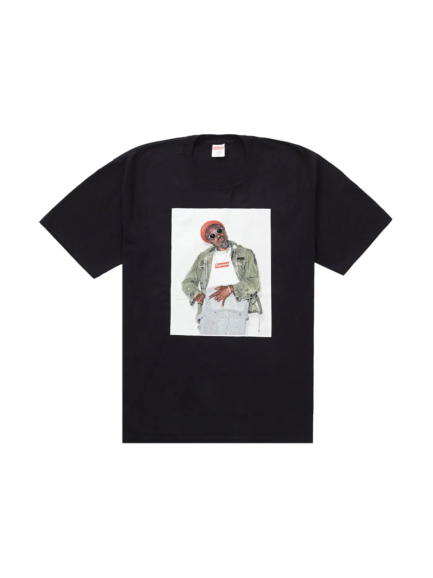 Мужская футболка с принтом André 3000 Supreme — изображение 1 из 1, черный