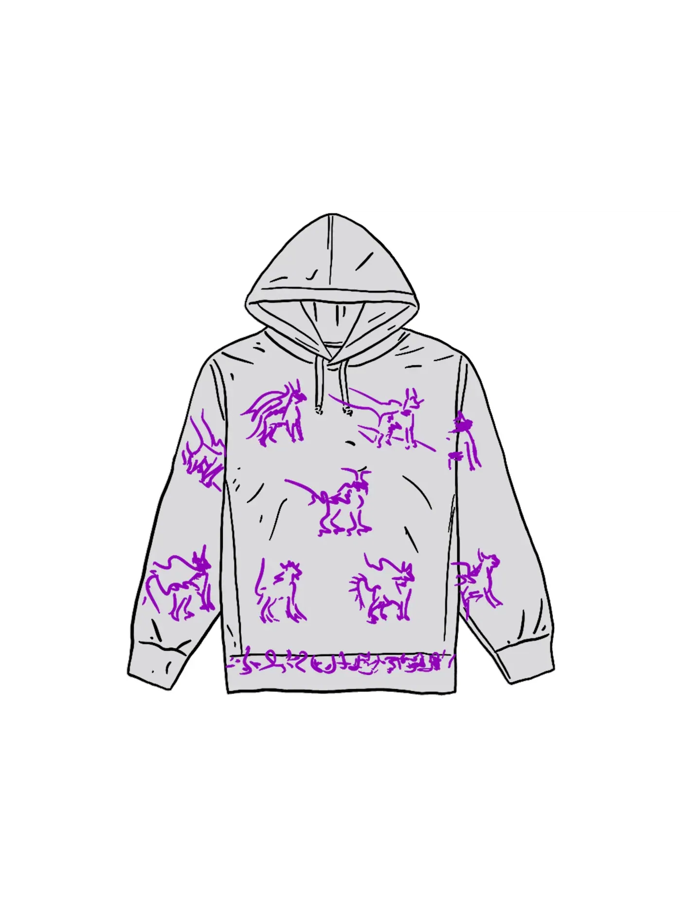 Мужской свитшот с капюшоном с принтом Hooded Sweatshirt Supreme — изображение 1 из 1, серый