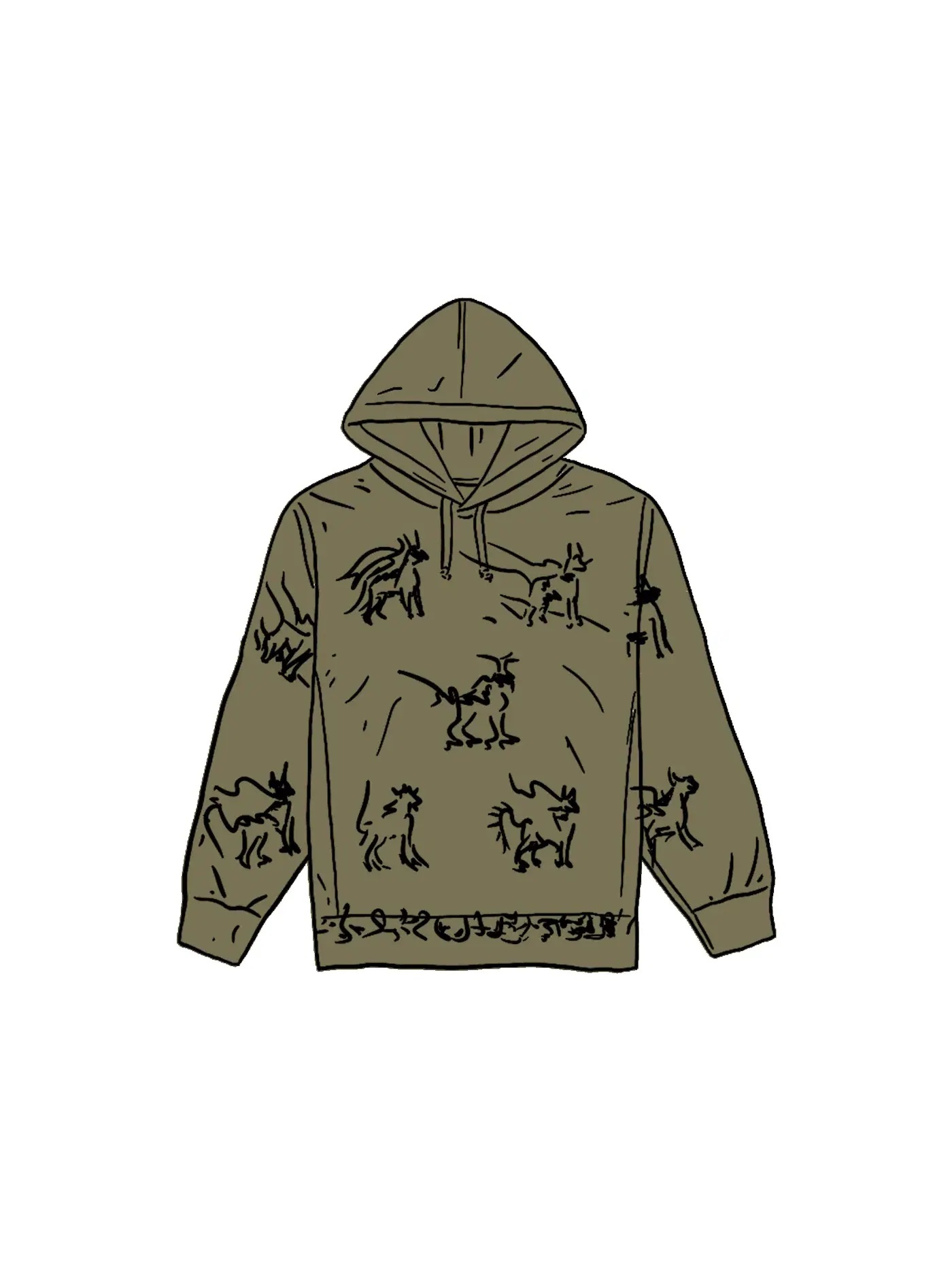 Мужской свитшот с капюшоном Supreme Hooded Sweatshirt — изображение 1 из 1, светлый оливковый