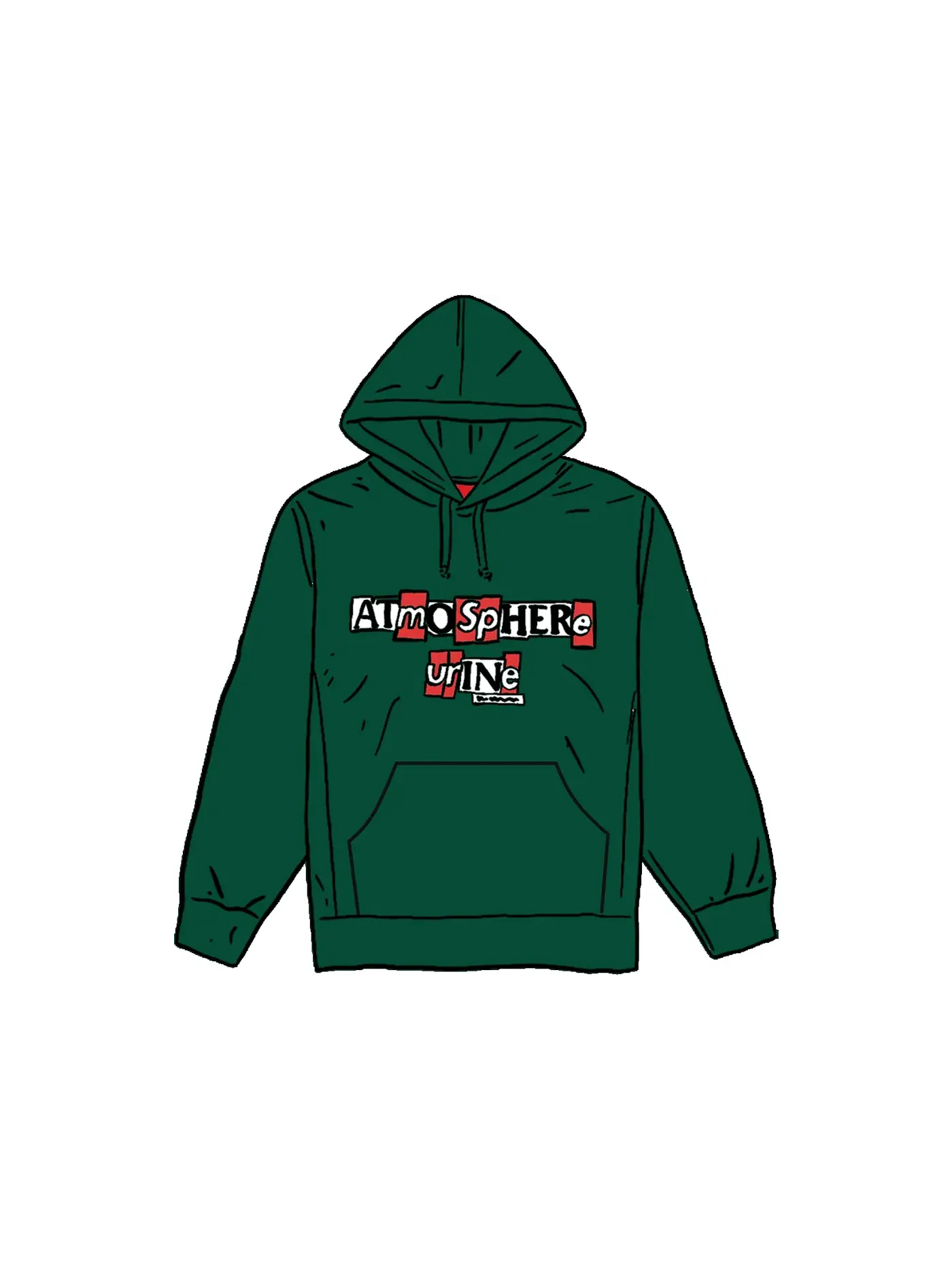Мужская толстовка с капюшоном с принтом Hooded Sweatshirt Supreme — изображение 1 из 1, темный зеленый