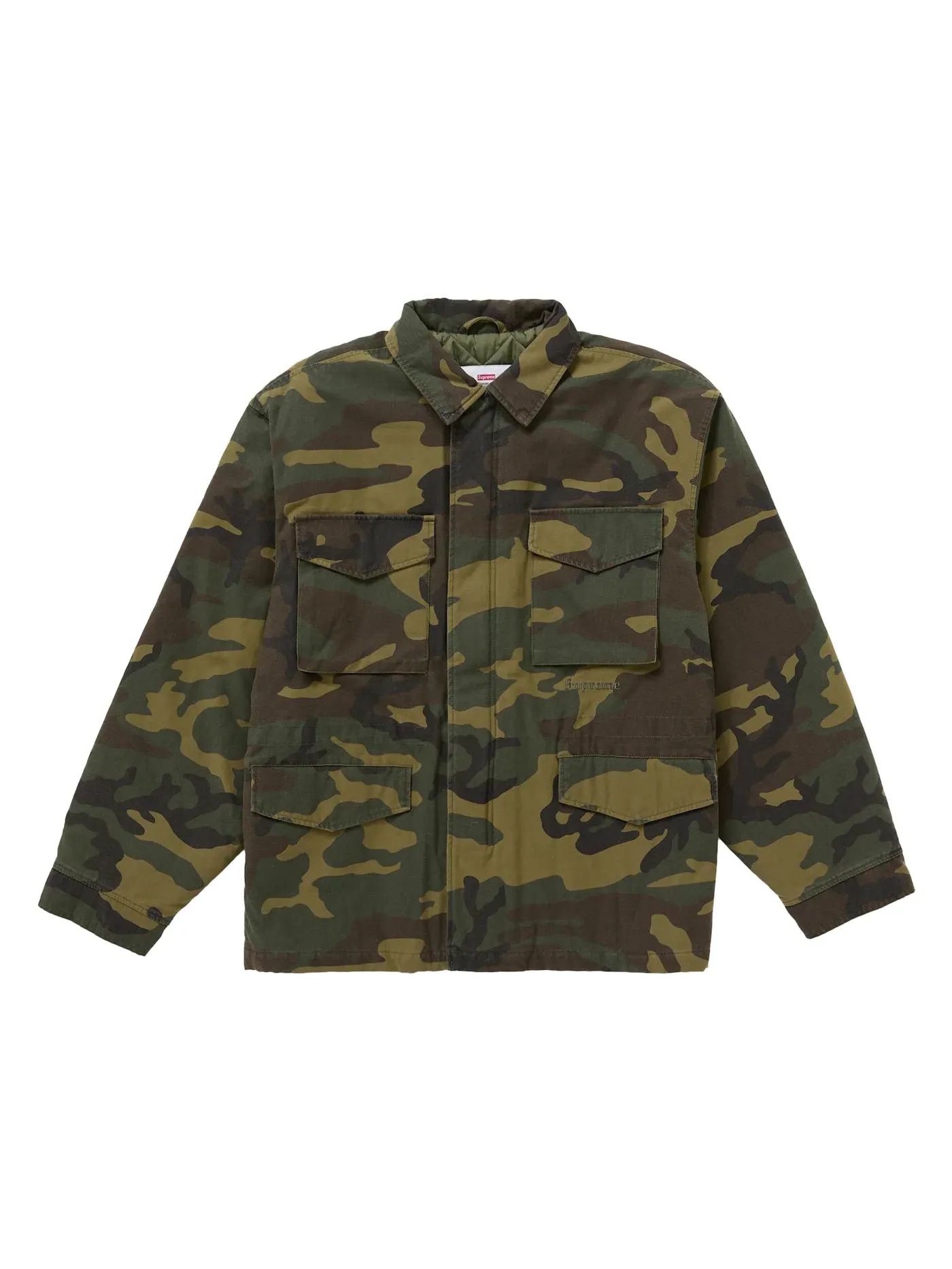 Мужская куртка с камуфляжным принтом Supreme AOI Cross M52 Jacket Supreme, Woodland Camo — изображение 1 из 3