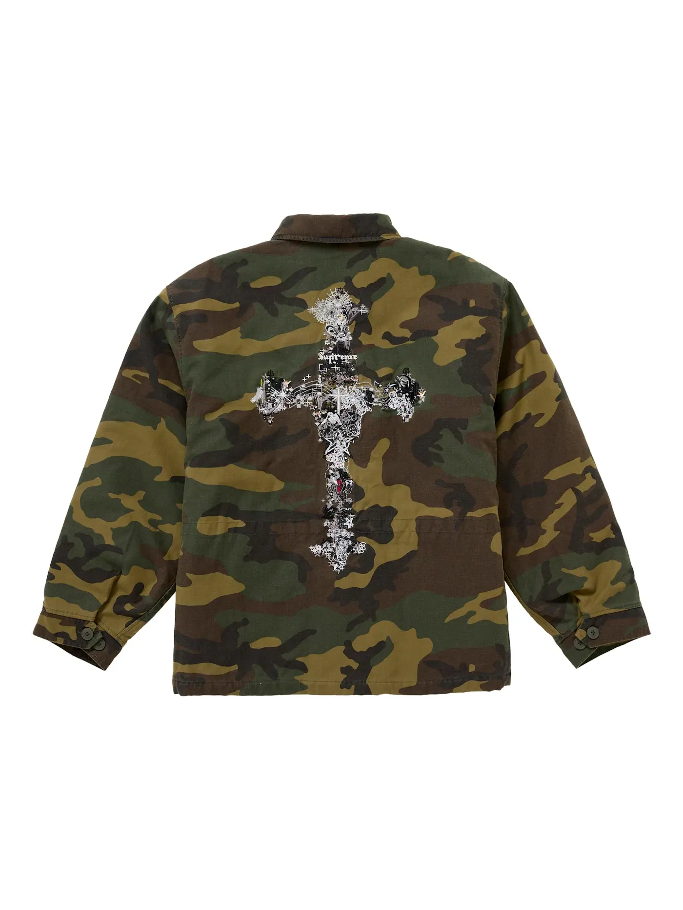 Мужская куртка с камуфляжным принтом Supreme AOI Cross M52 Jacket Supreme, Woodland Camo — изображение 3 из 3