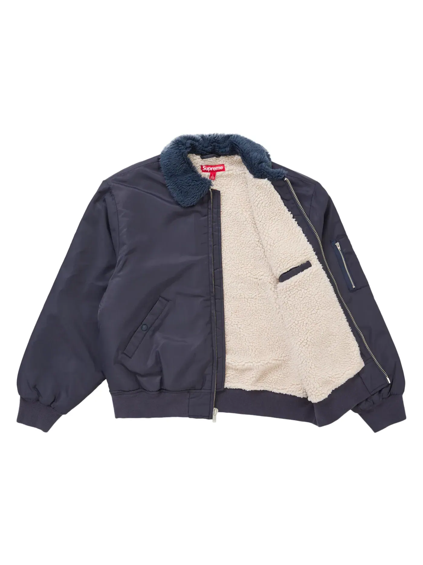 Мужская куртка-бомбер нейлоновая Supreme AOI Nylon Bomber Jacket — изображение 2 из 3, темно-синий