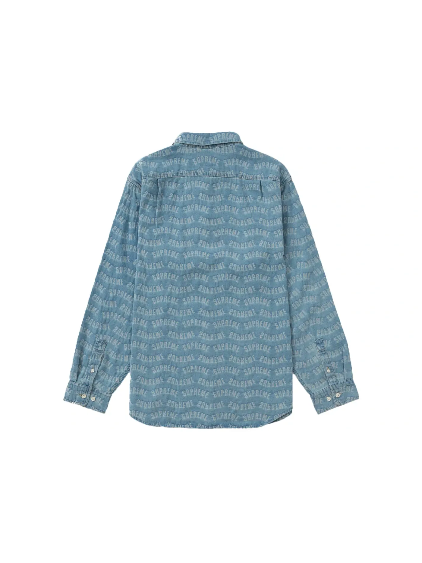 Мужская рубашка из джинсовой ткани с жаккардовым узором Supreme Arc Jacquard Denim Shirt — изображение 2 из 2, синий